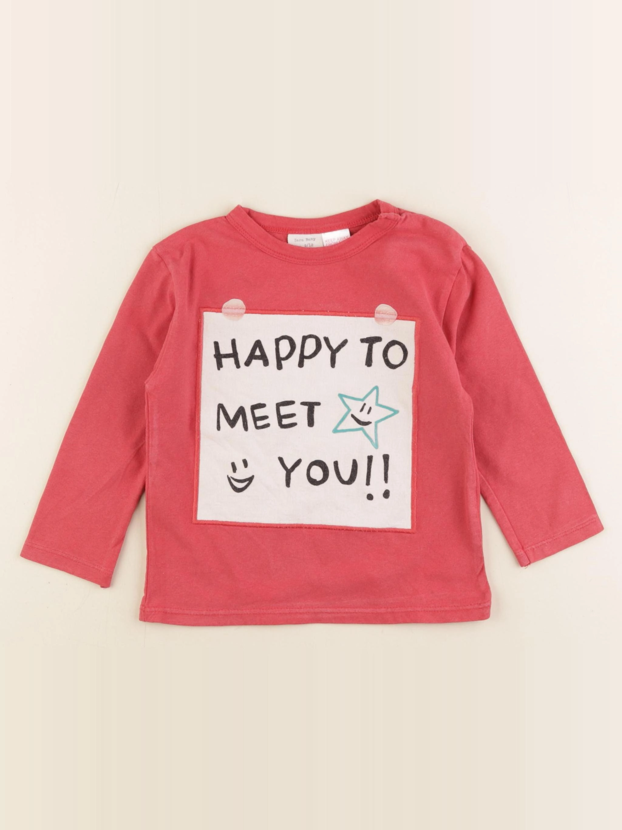 Zara - tee-shirt rouge - 9/12 mois