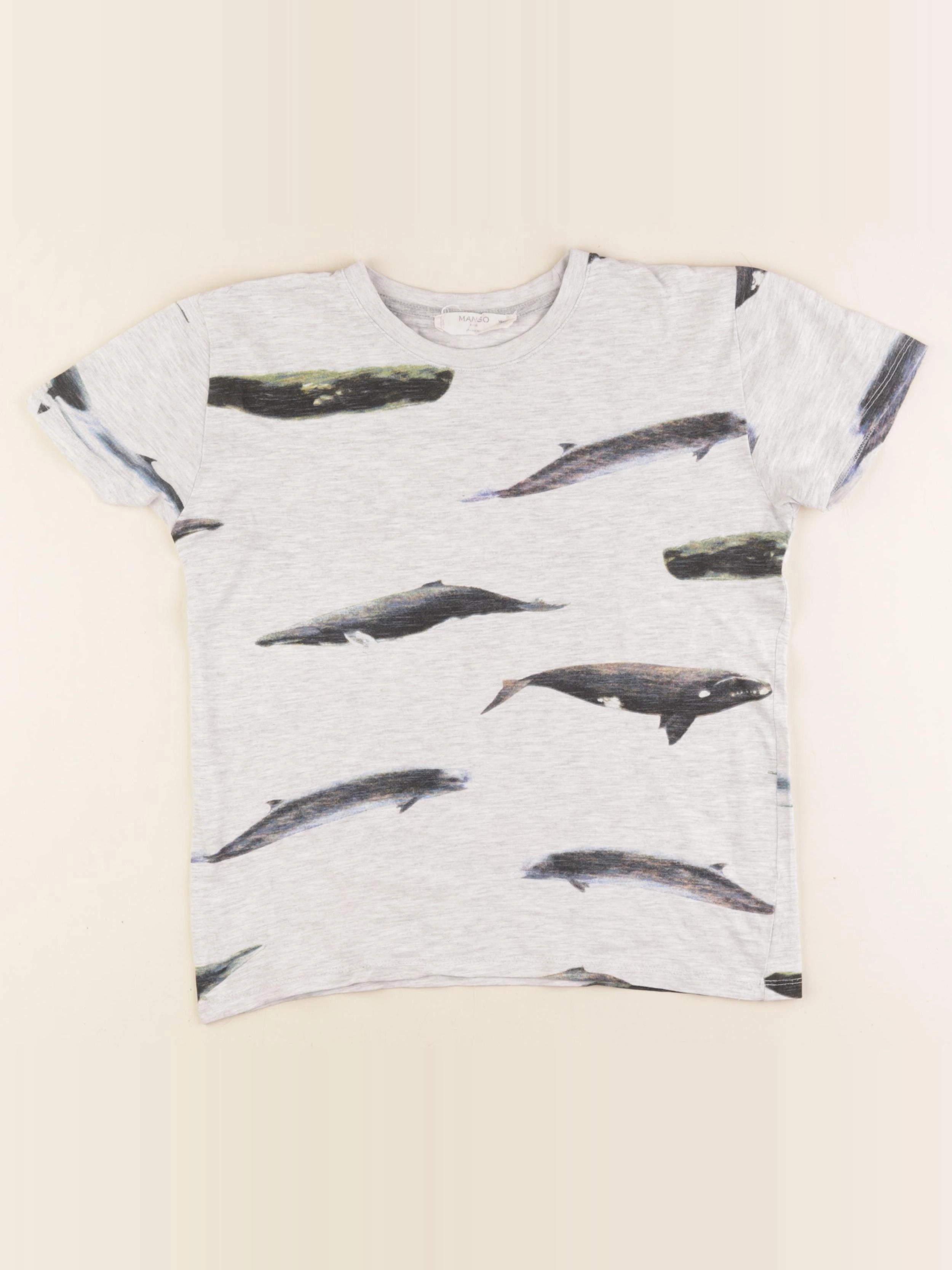 Mango - tee-shirt gris - 9/10 ans