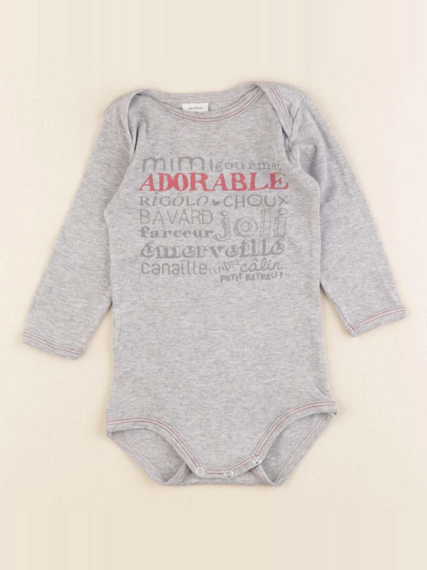 Petit Bateau - body gris - 6 mois