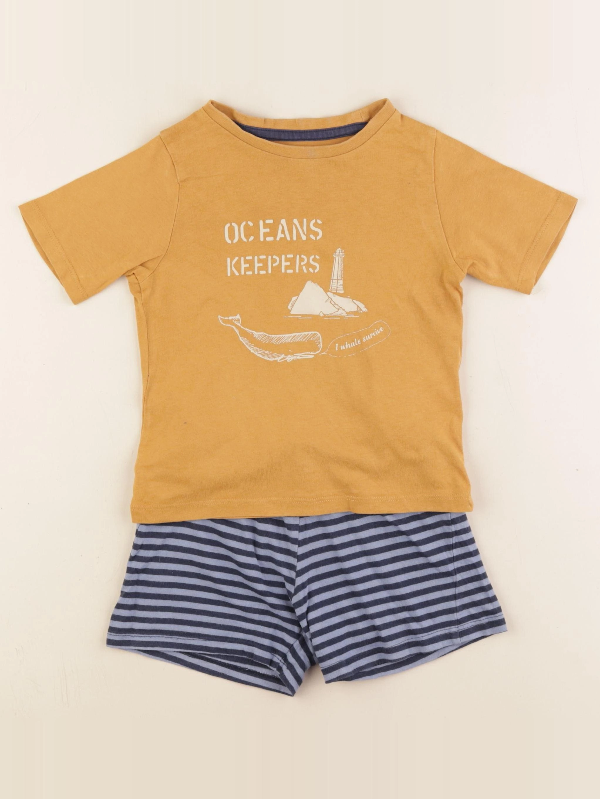 Vertbaudet - pyjama coton bleu, jaune - 3 ans