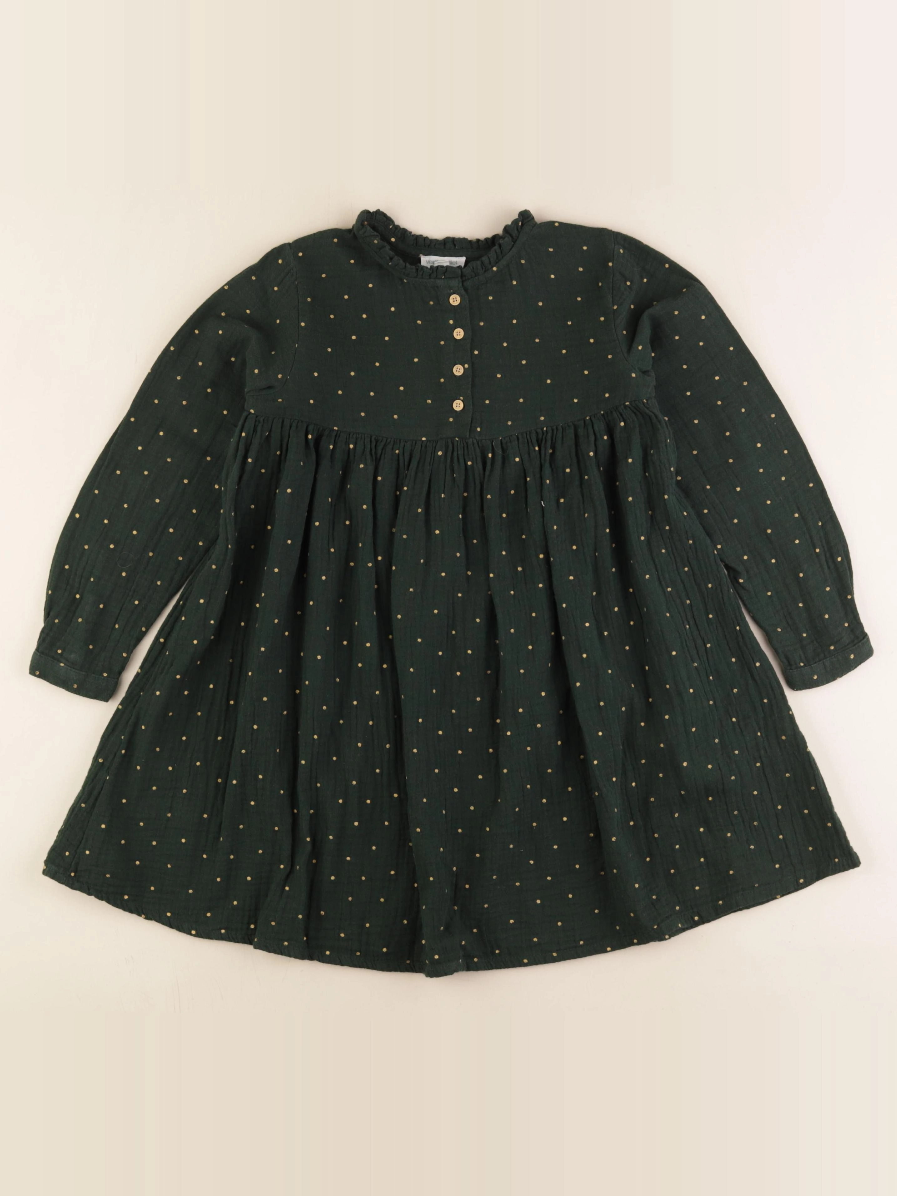 Vertbaudet - robe vert, or - 7 ans