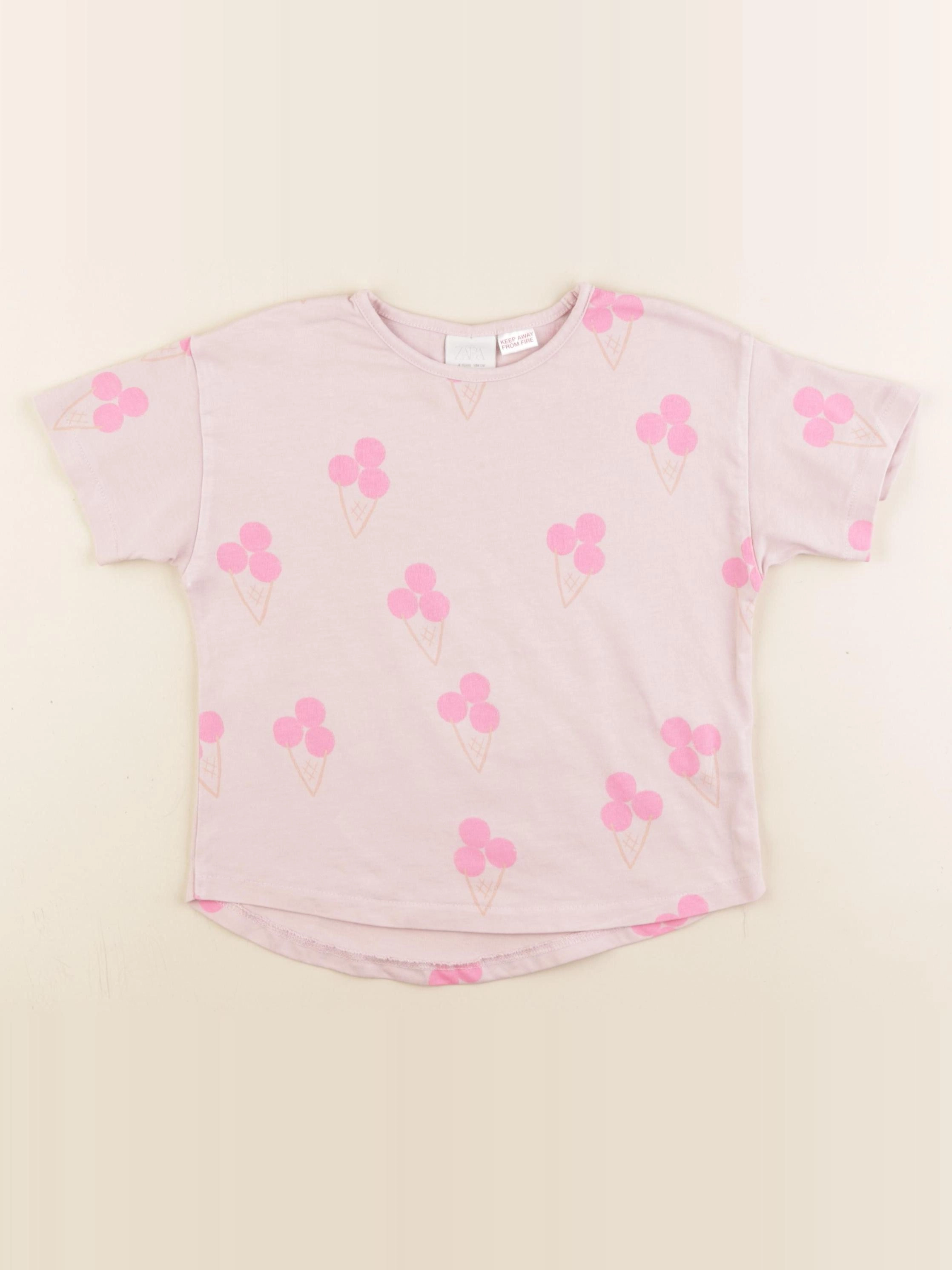 Zara - tee-shirt rose - 4 ans
