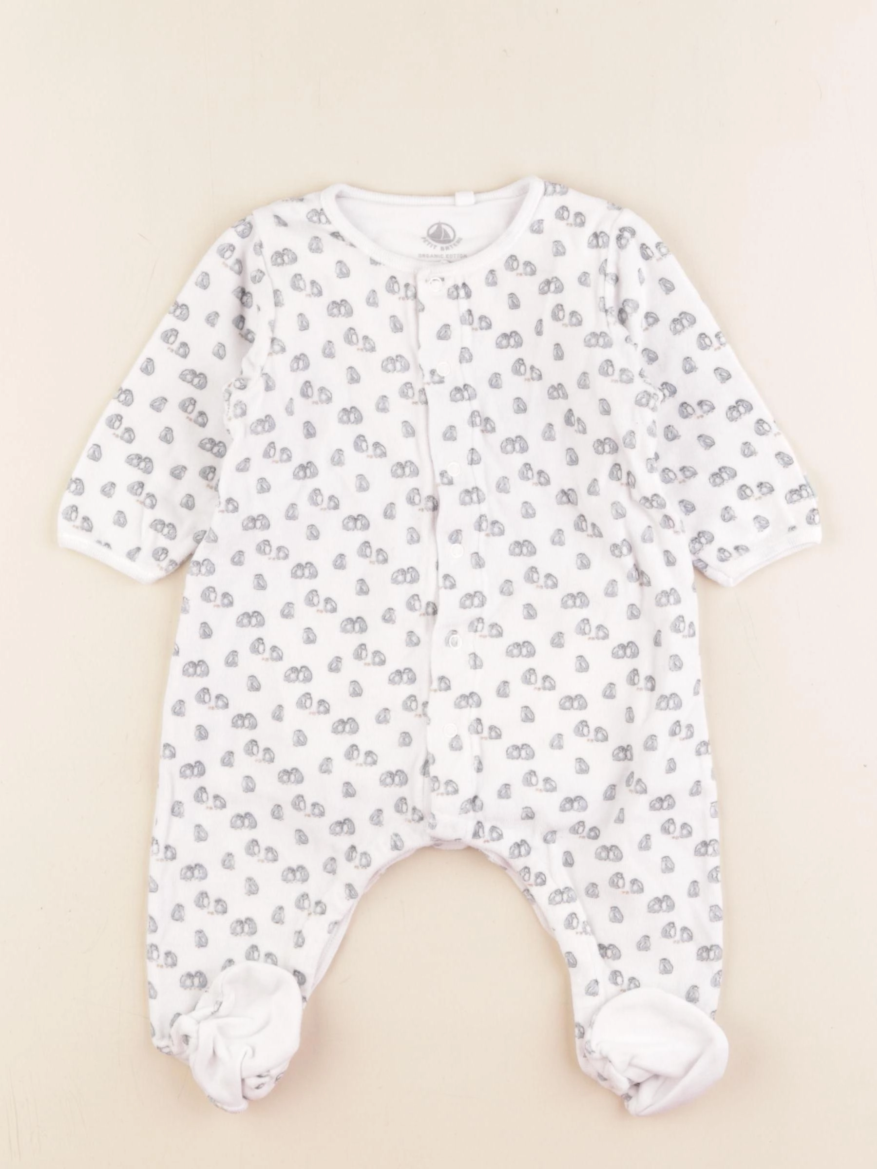 Petit Bateau - pyjama velours blanc, bleu - 6 mois