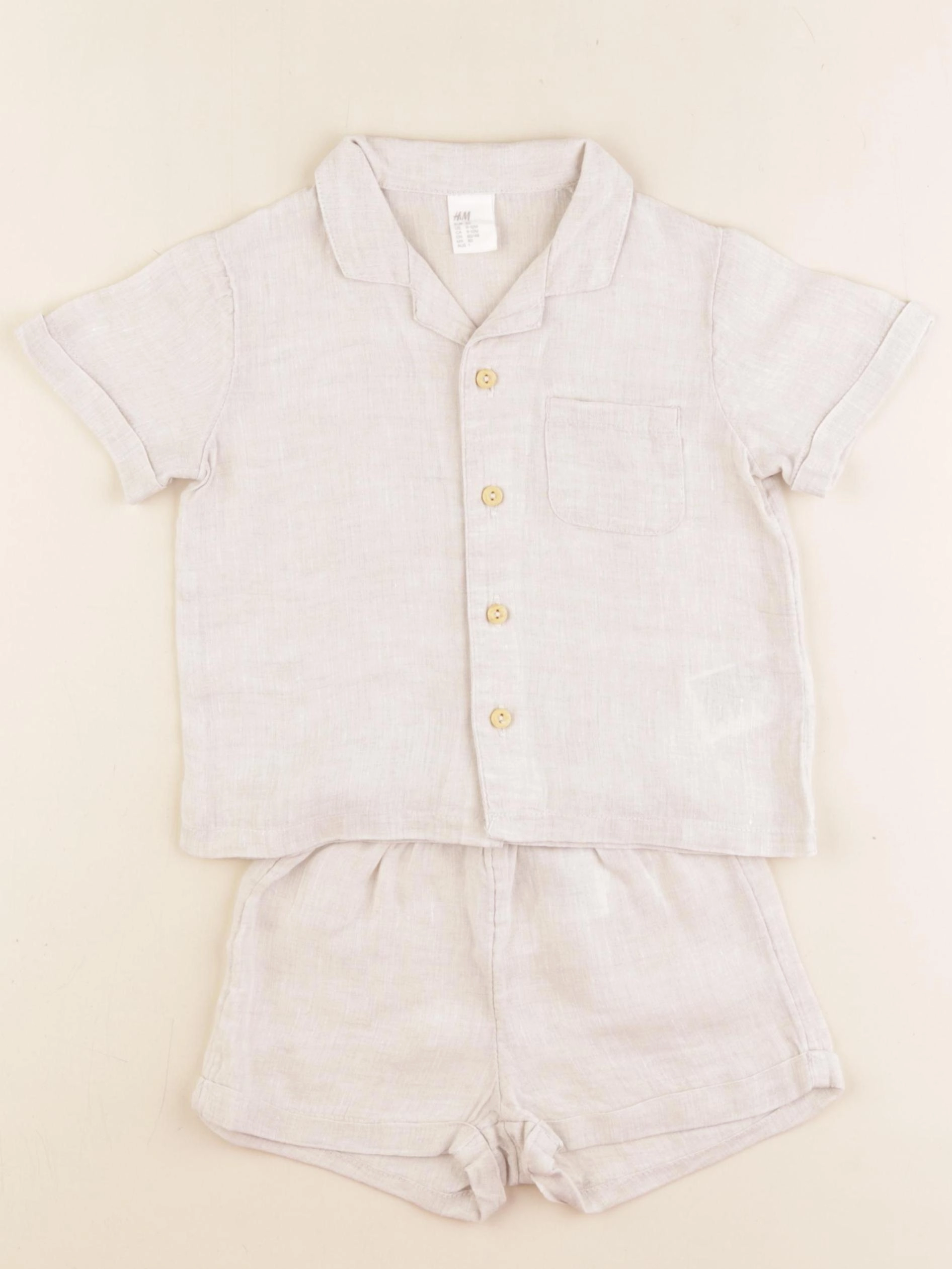 H&M - ensemble beige - 9/12 mois