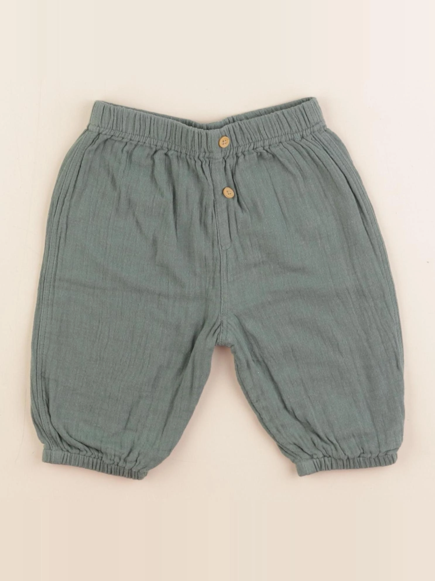 Boutchou - pantalon doublé vert - 6 mois