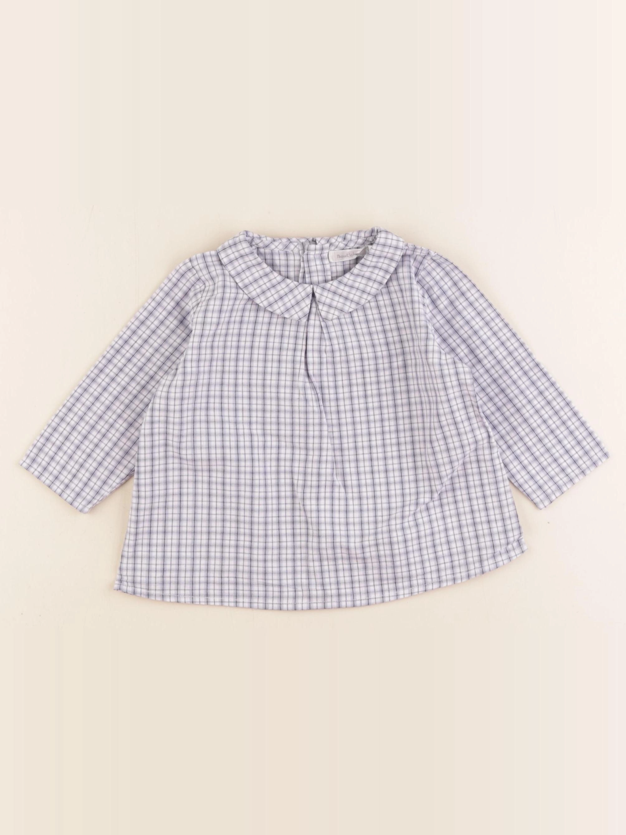 Boutchou - blouse blanc, violet - 12 mois
