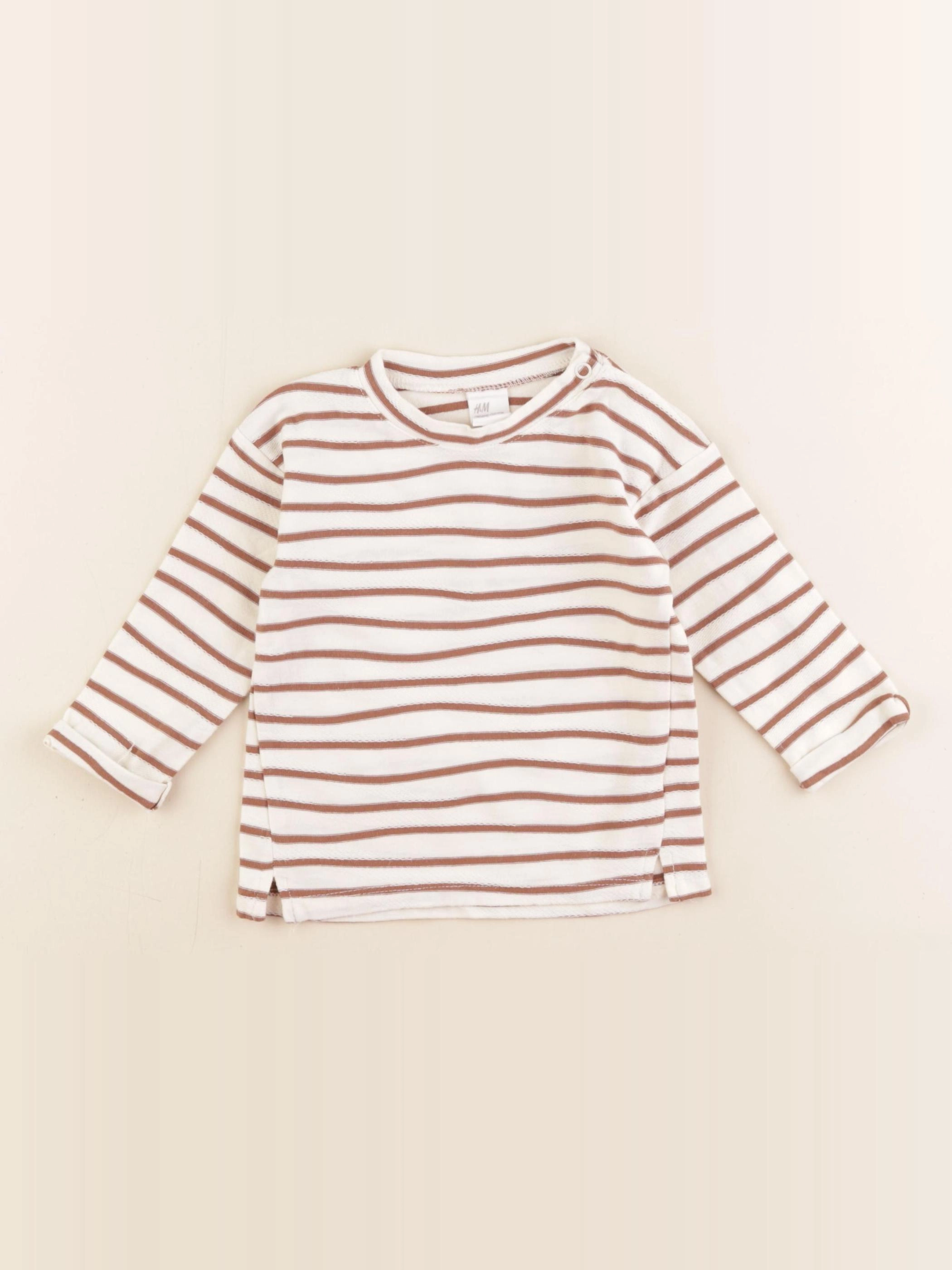 H&M - tee-shirt beige, marron - 6/9 mois