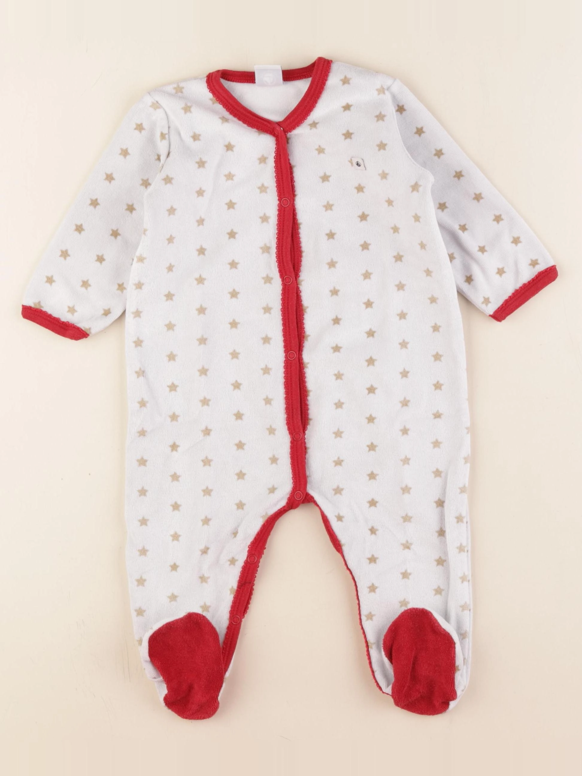 Petit Bateau - pyjama velours blanc, or - 12 mois