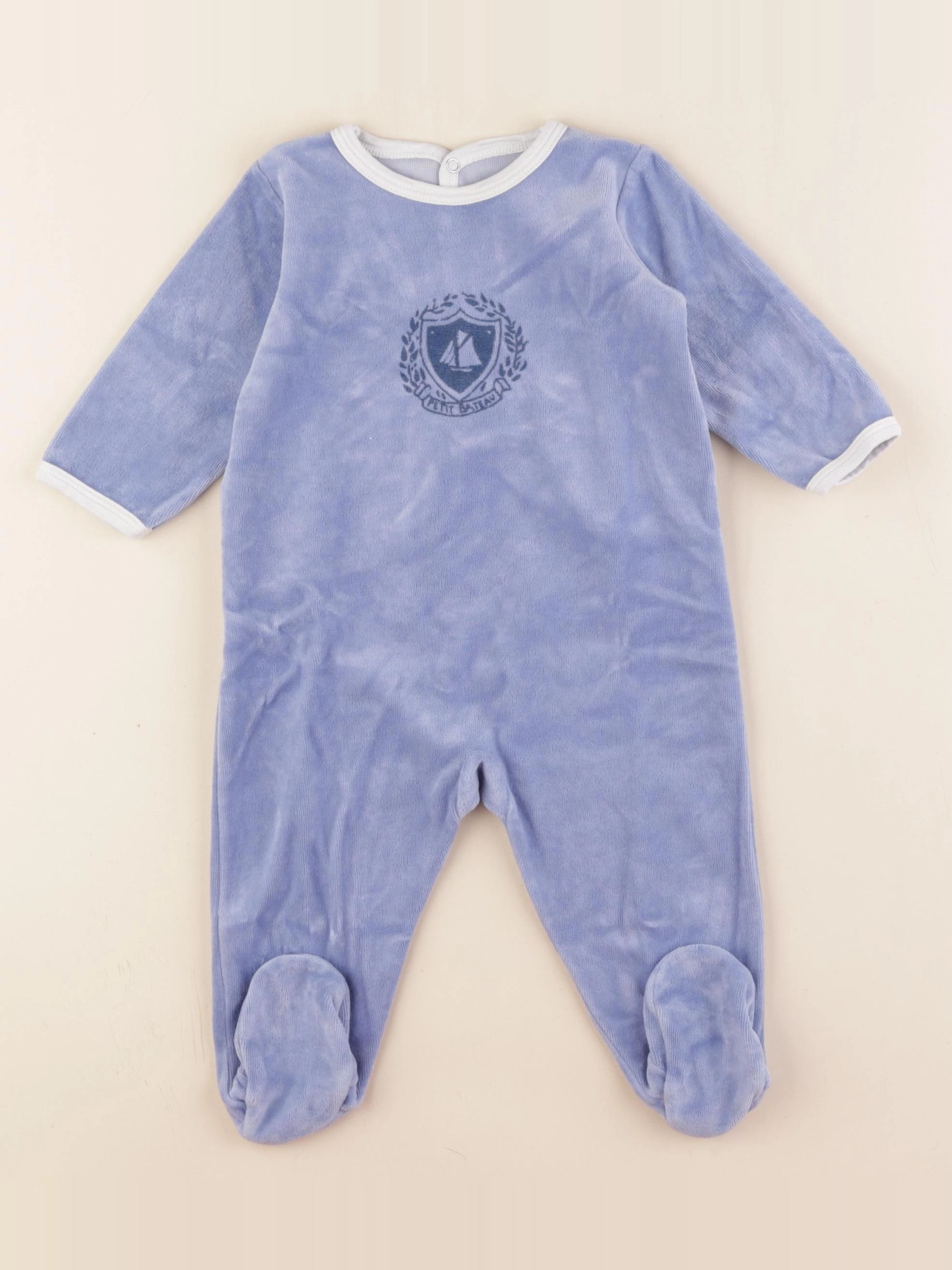 Petit Bateau - pyjama velours bleu - 9 mois