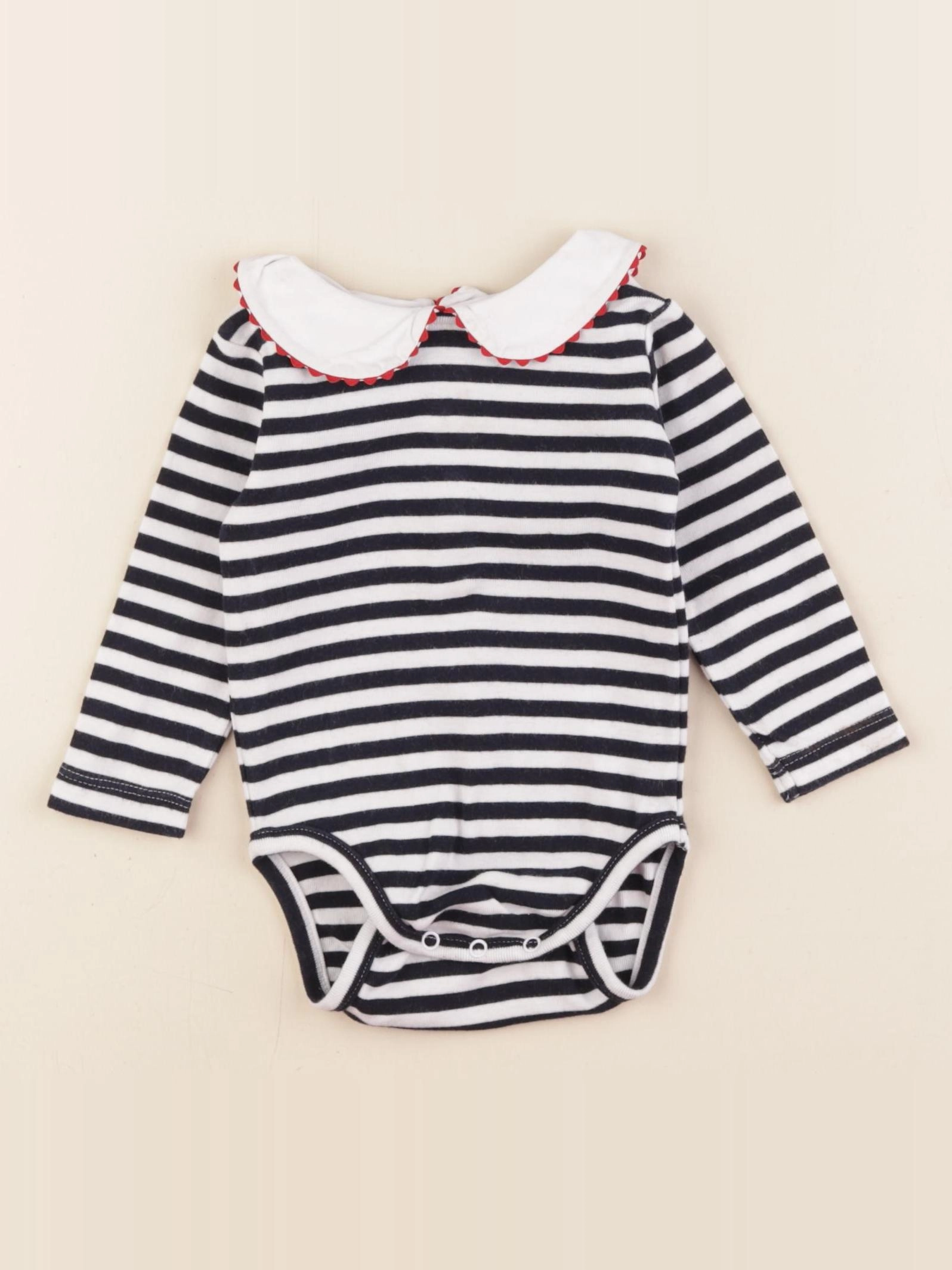 Jacadi - body à col blanc, bleu - 6 mois