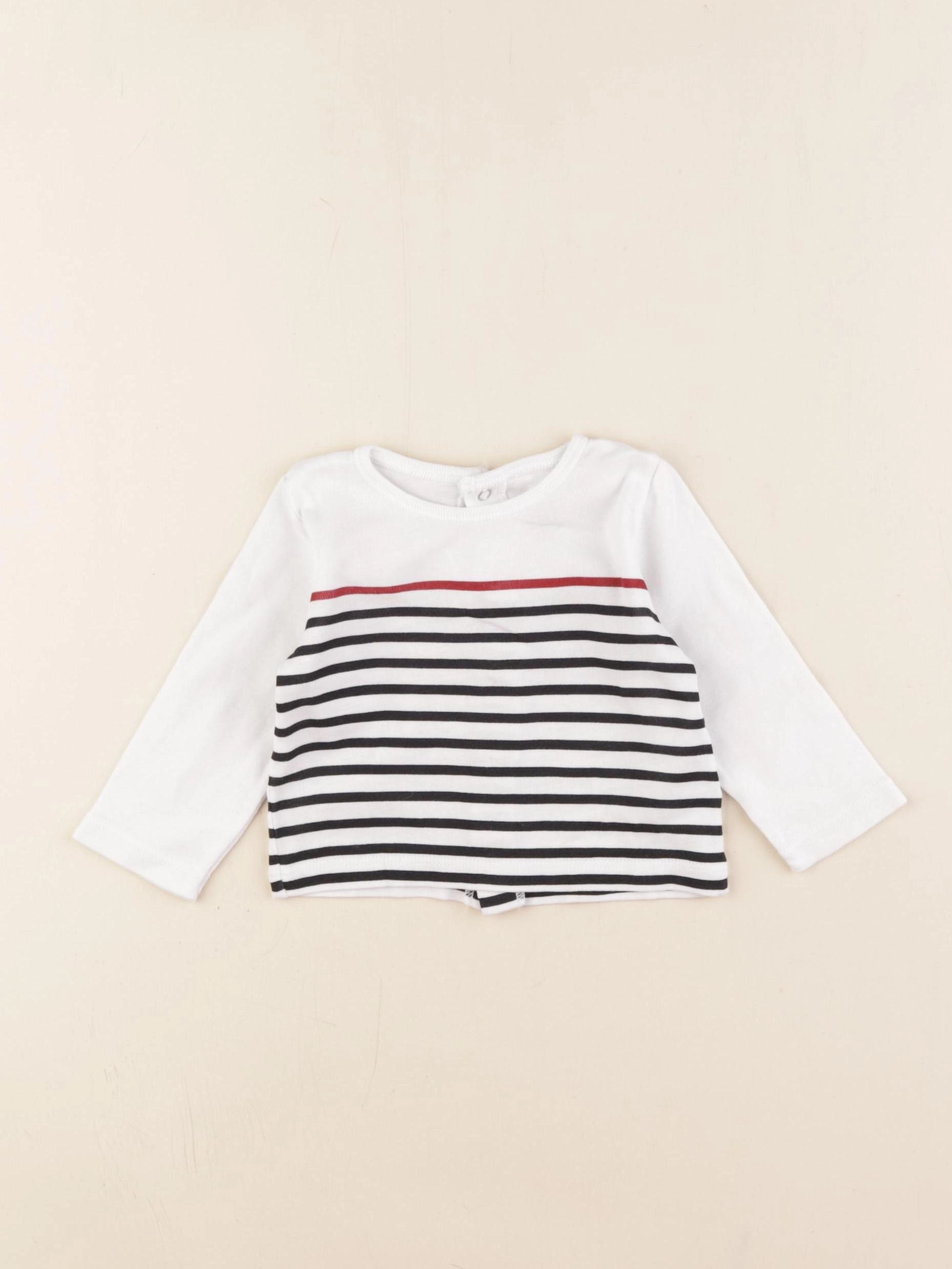 Petit Bateau - tee-shirt bleu, blanc - 6 mois