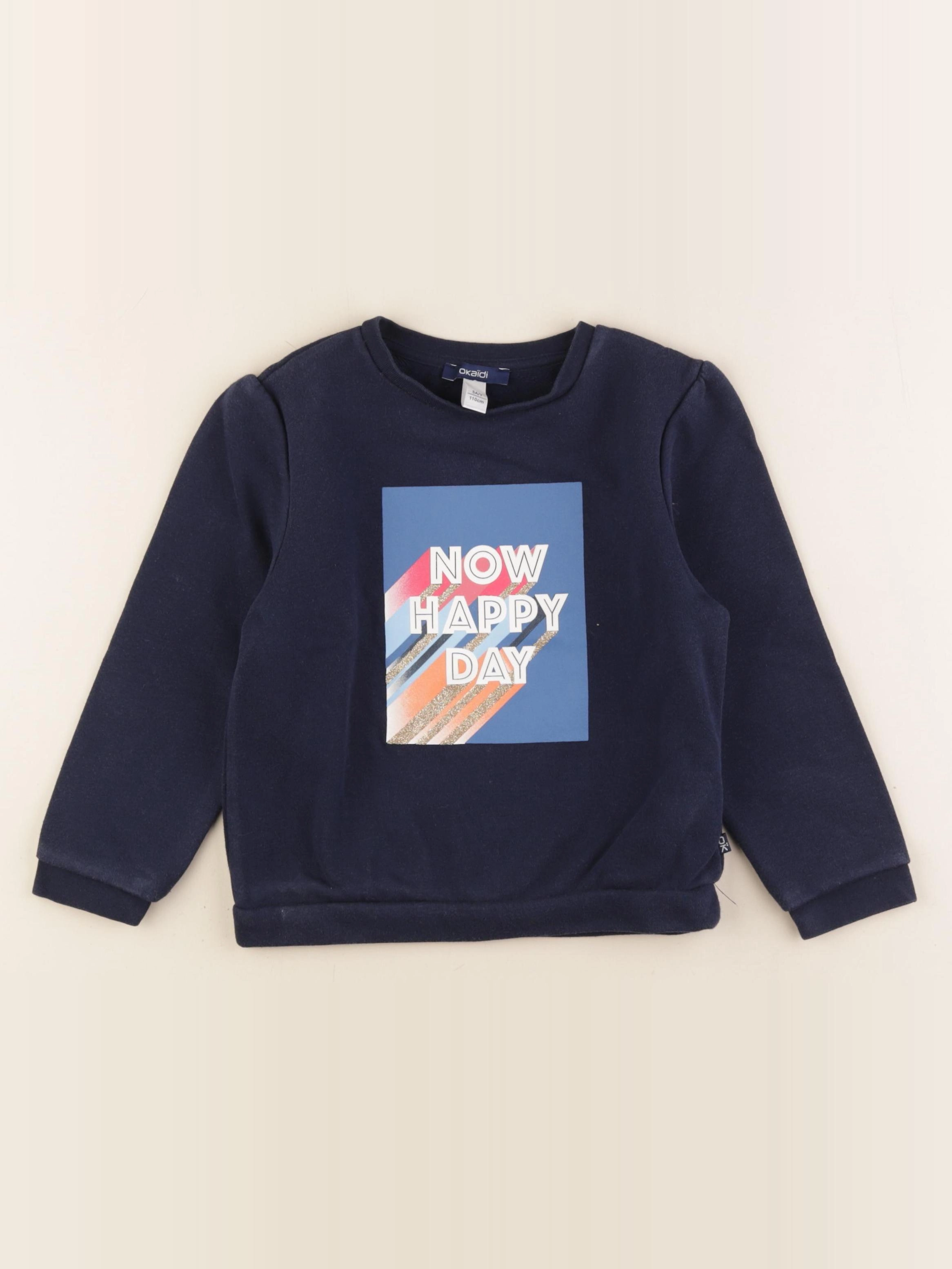 Okaidi - sweat coton bleu, or - 5 ans