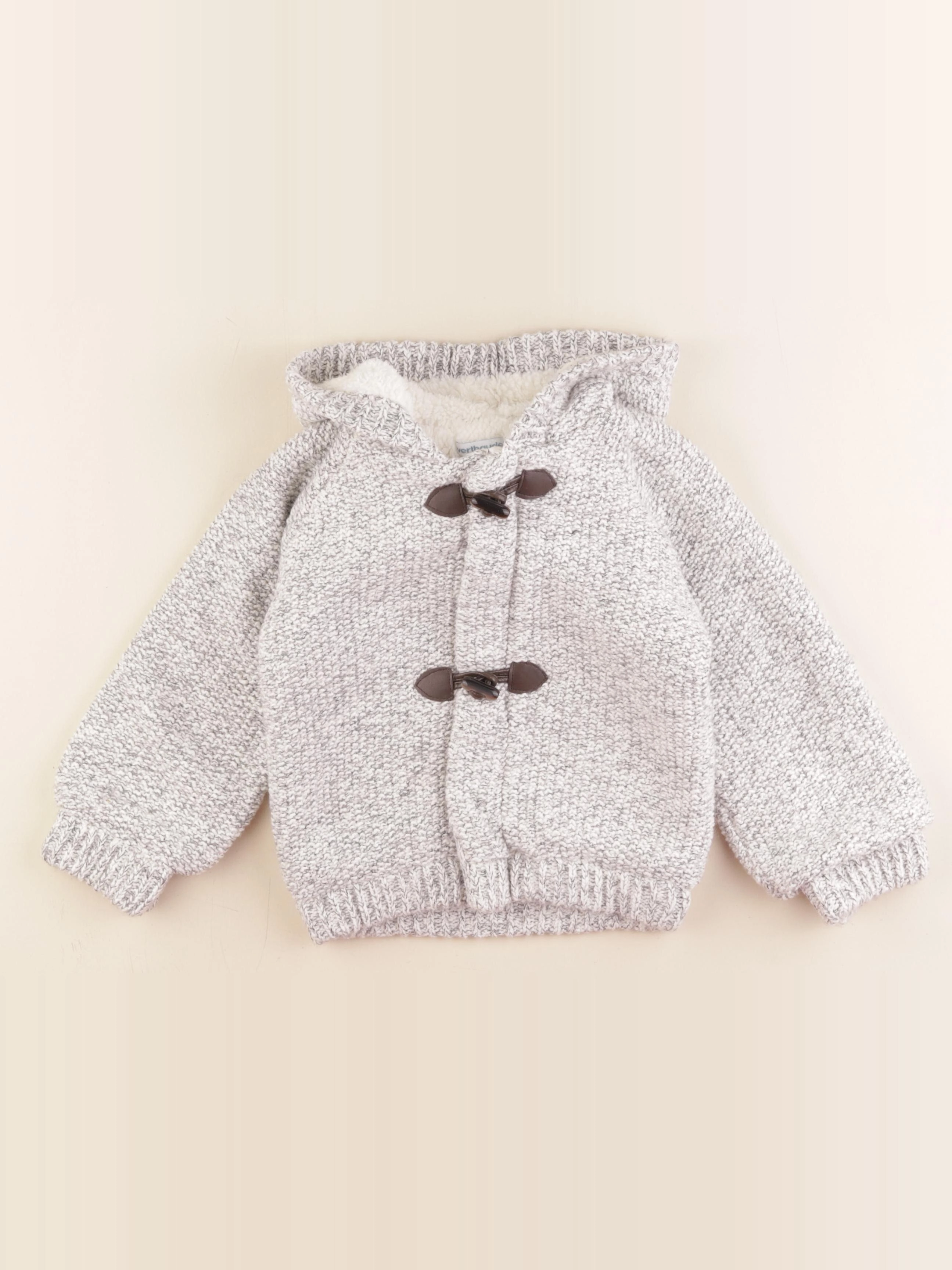 Vertbaudet - gilet blanc, gris - 3 ans