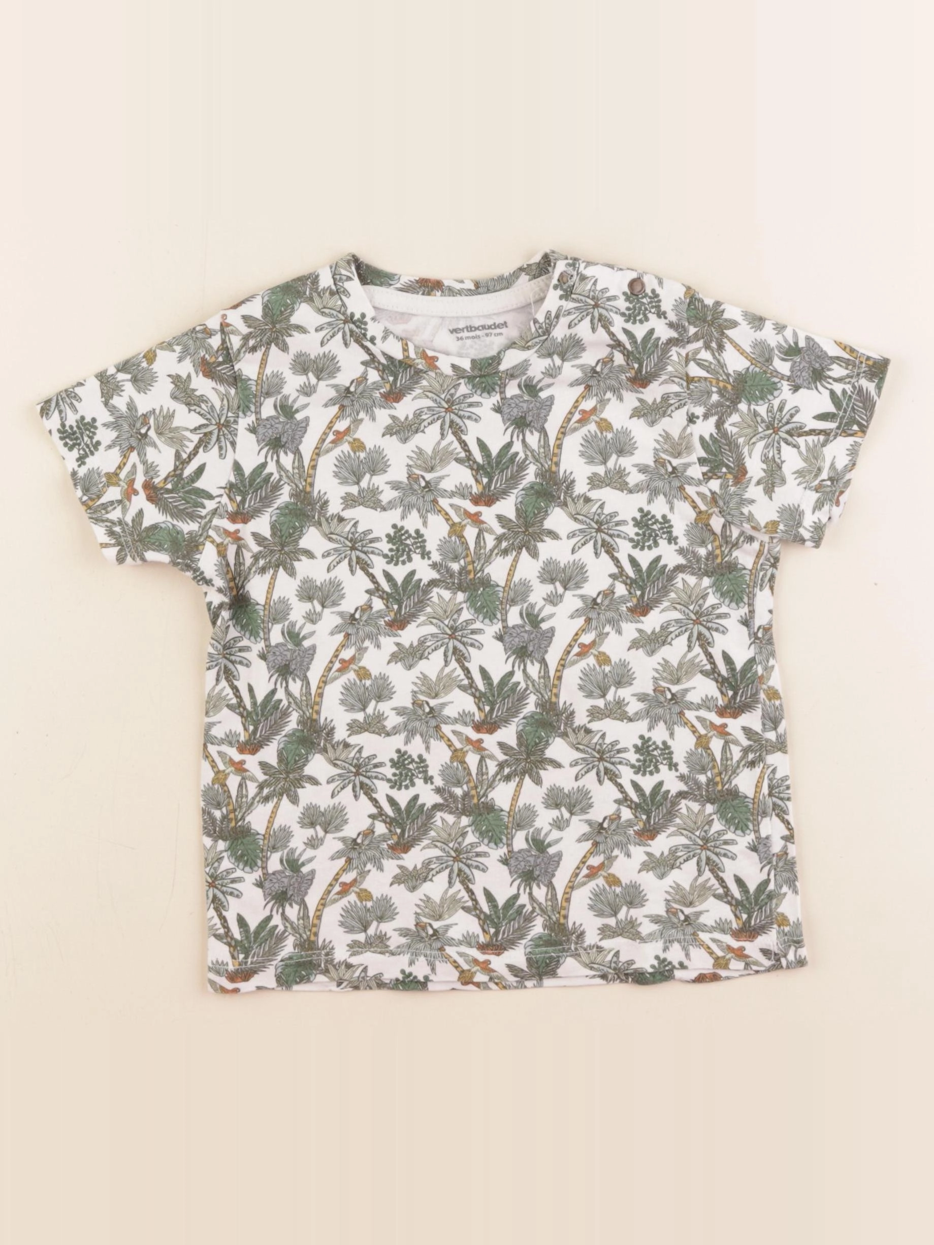 Vertbaudet - tee-shirt blanc, vert - 3 ans