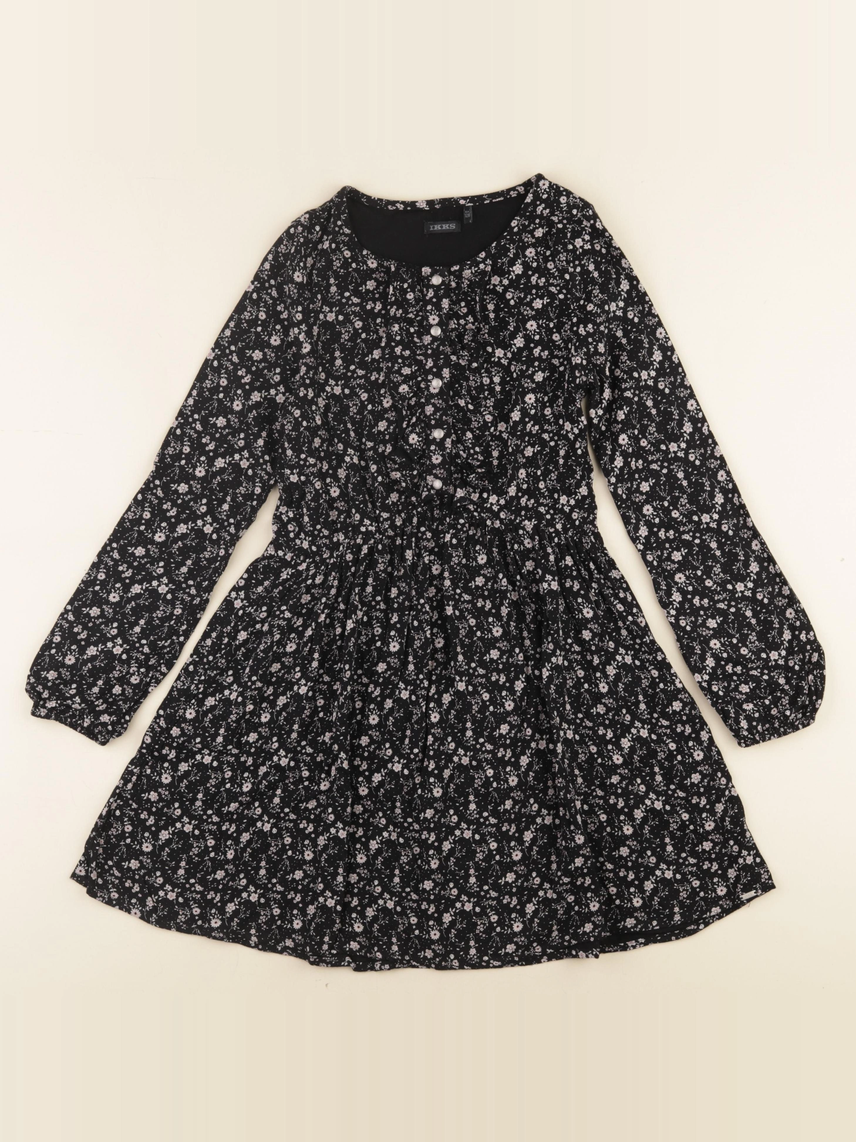 IKKS - robe noir, rose - 8 ans