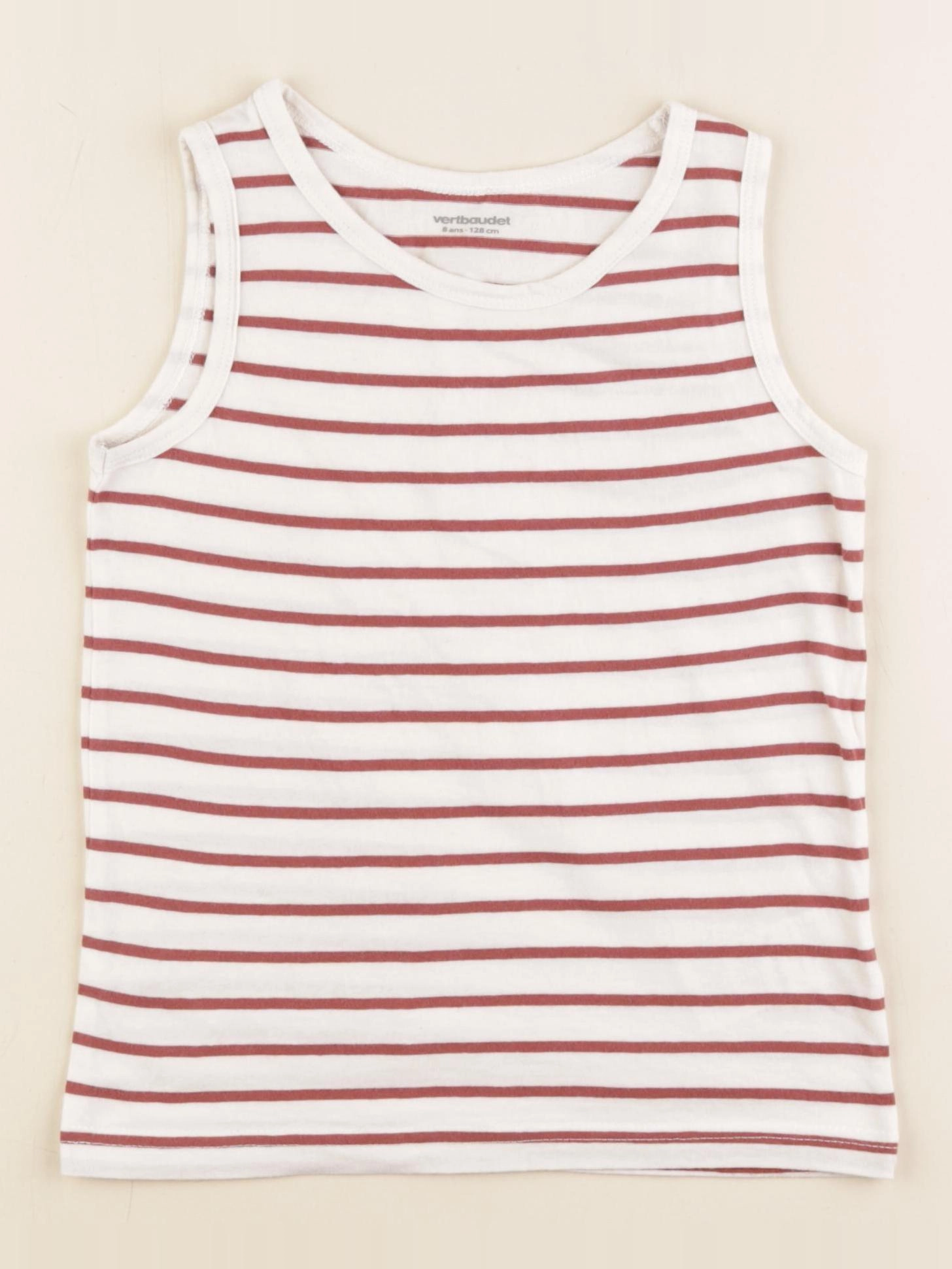 Vertbaudet - débardeur blanc, marron - 8 ans