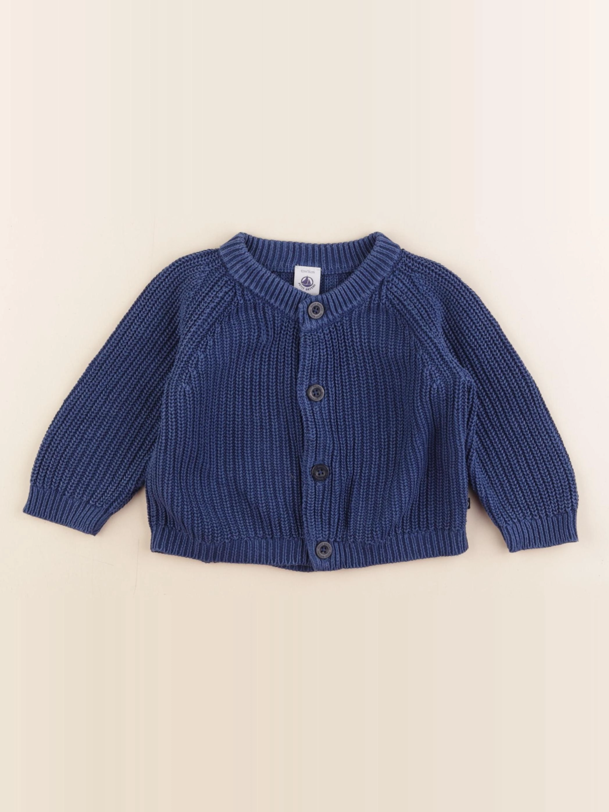 Petit Bateau - gilet bleu - 12 mois