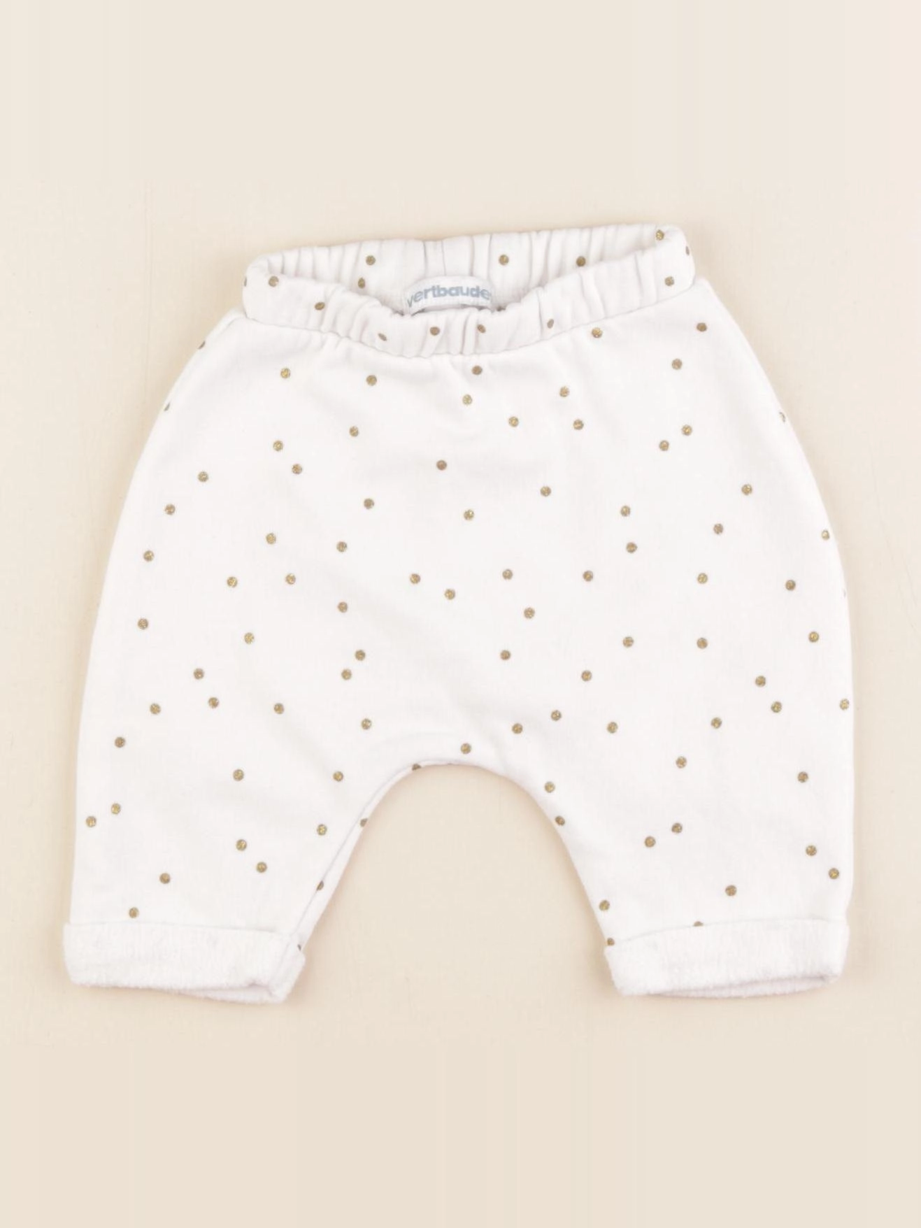 Vertbaudet - sarouel blanc, or - 1 mois