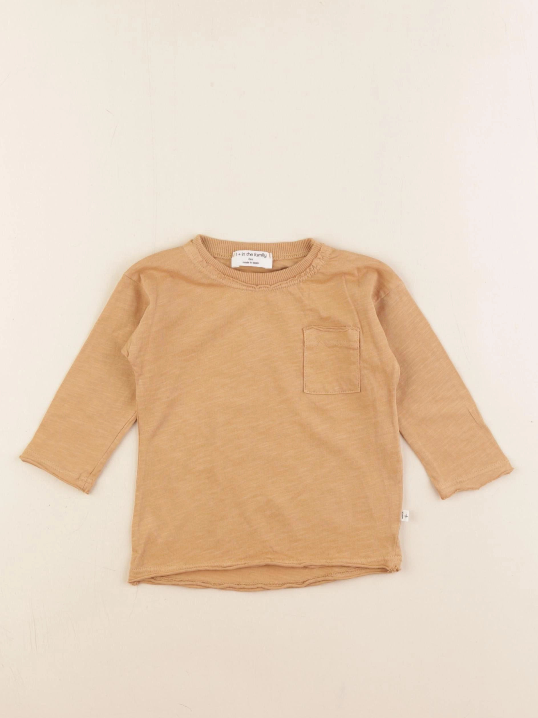 1+ In the family - tee-shirt marron - 6 mois