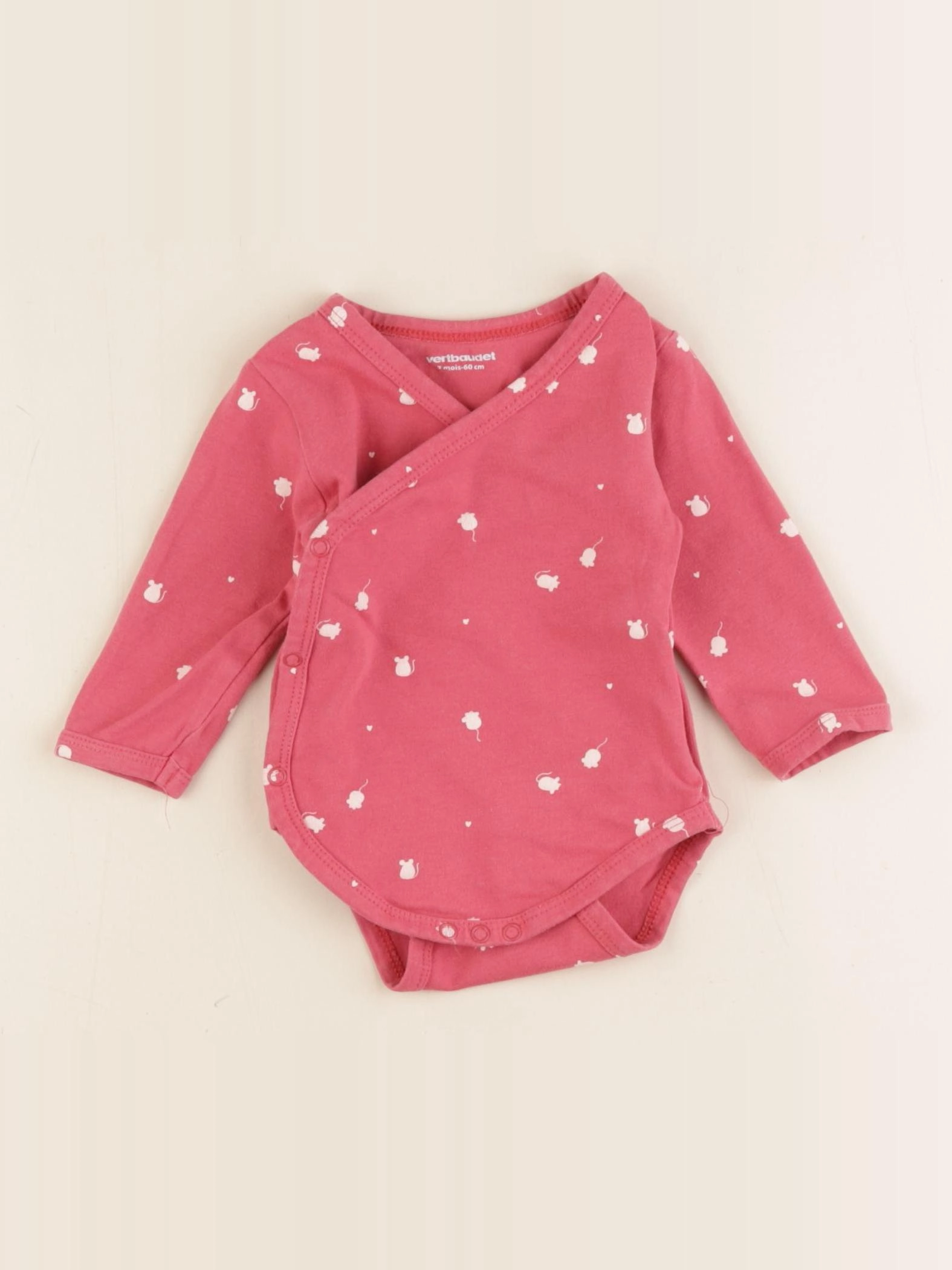 Vertbaudet - body rose - 3 mois