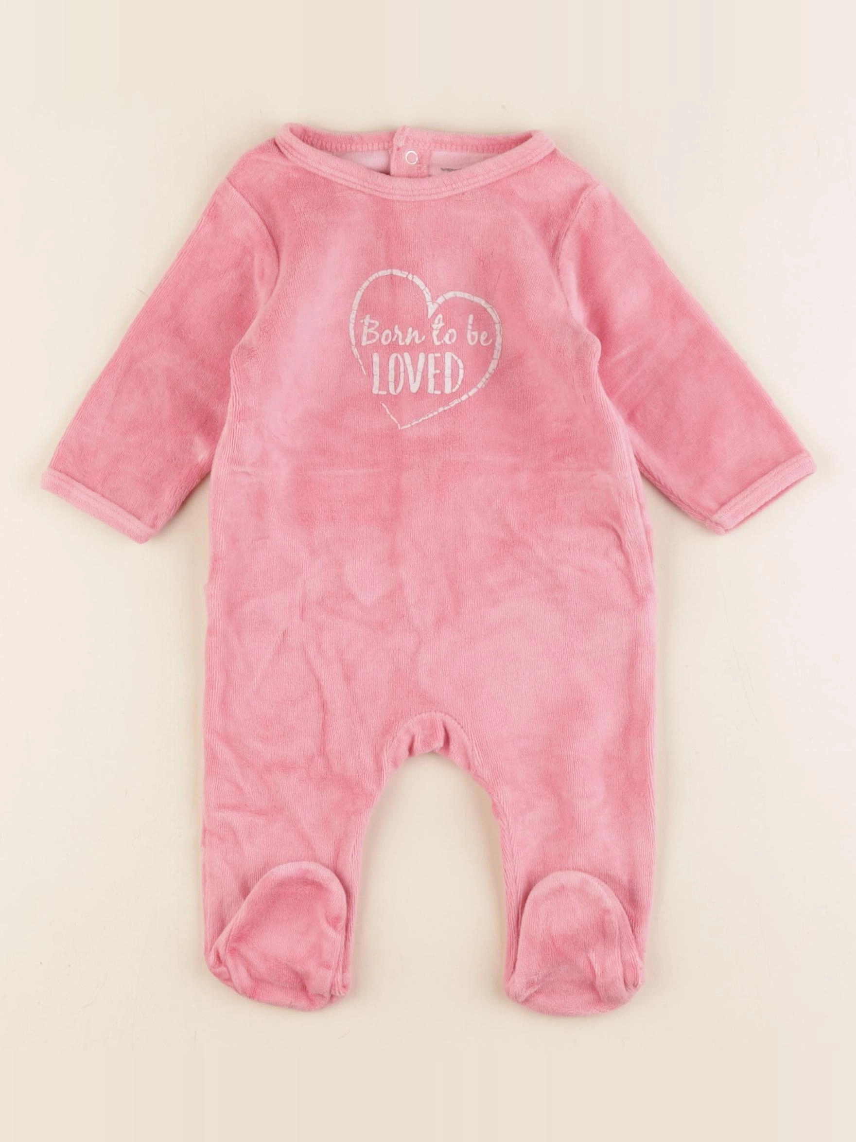Vertbaudet - pyjama velours rose - 3 mois