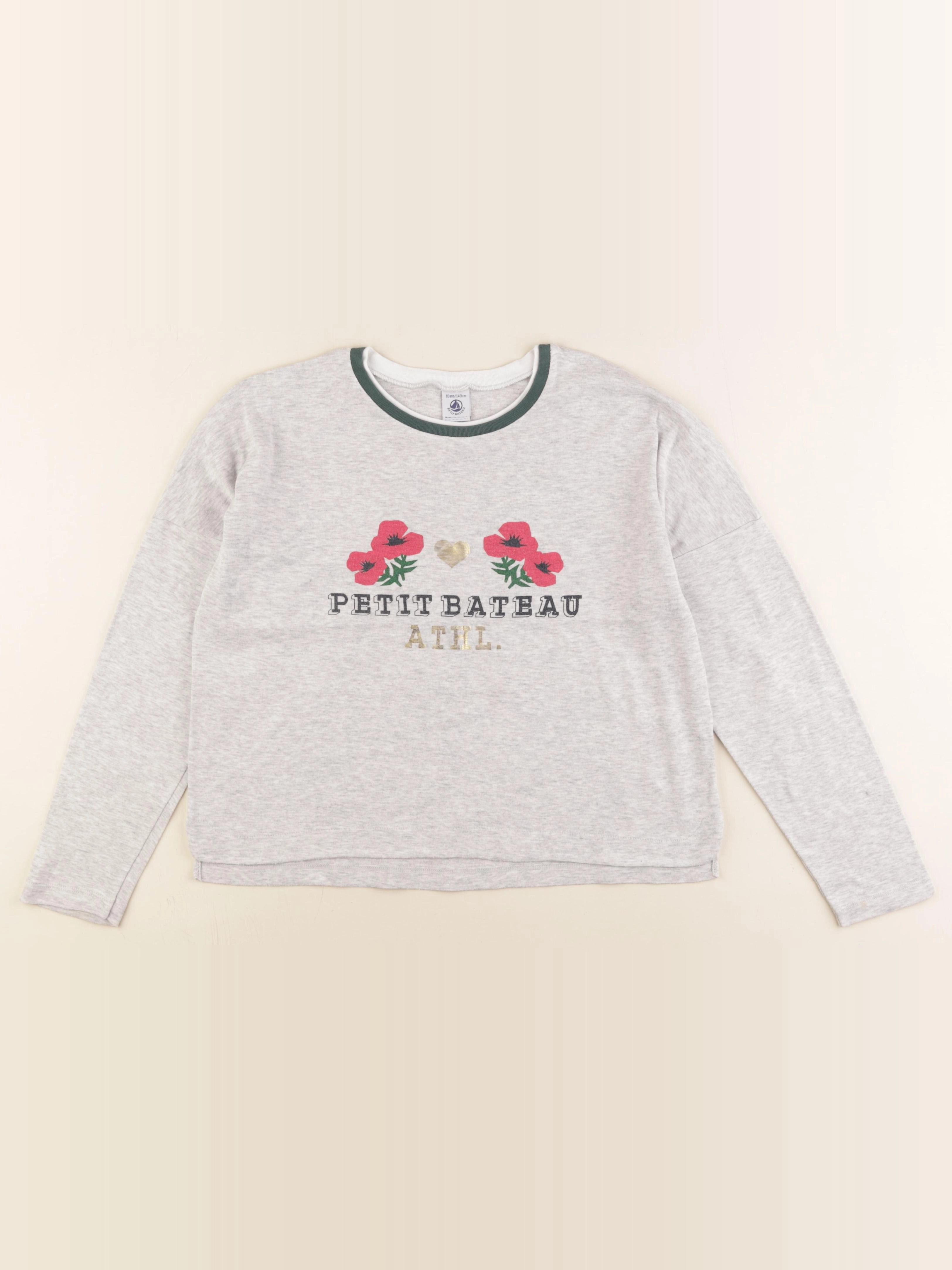 Petit Bateau - tee-shirt gris - 10 ans