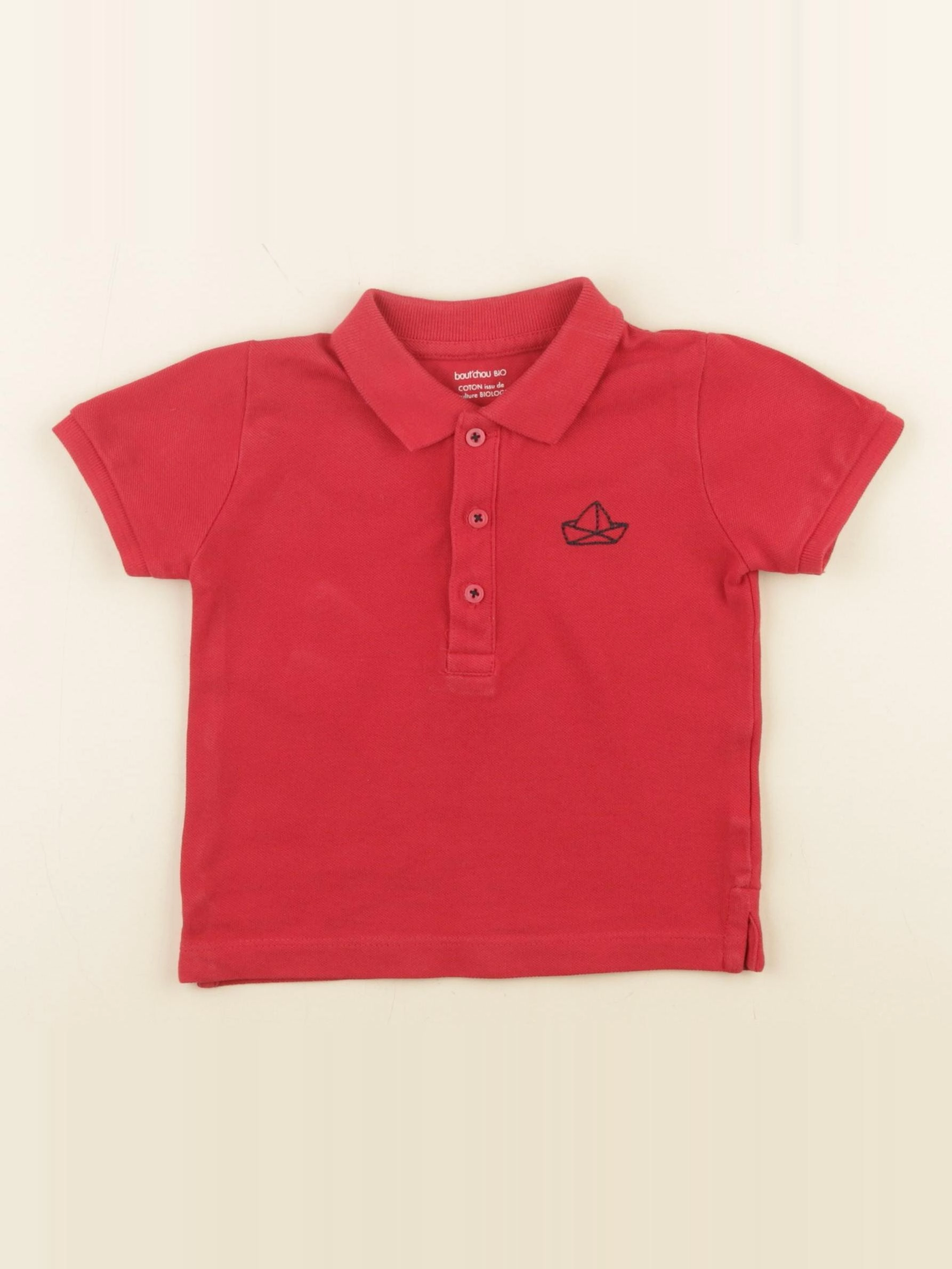 Petit Bateau - polo rouge - 12 mois