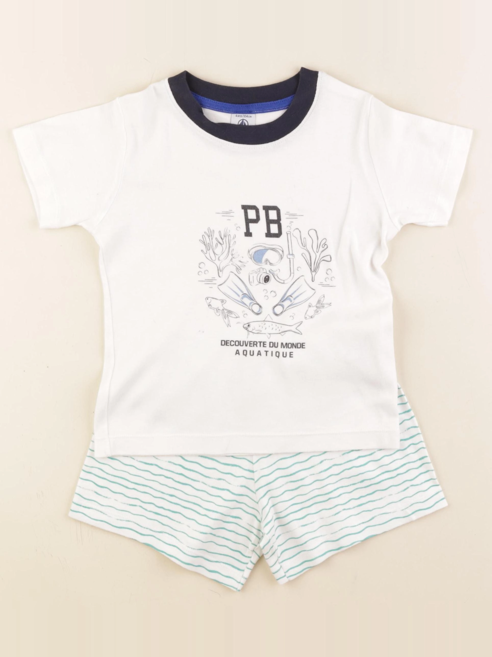 Petit Bateau - pyjama coton bleu - 4 ans