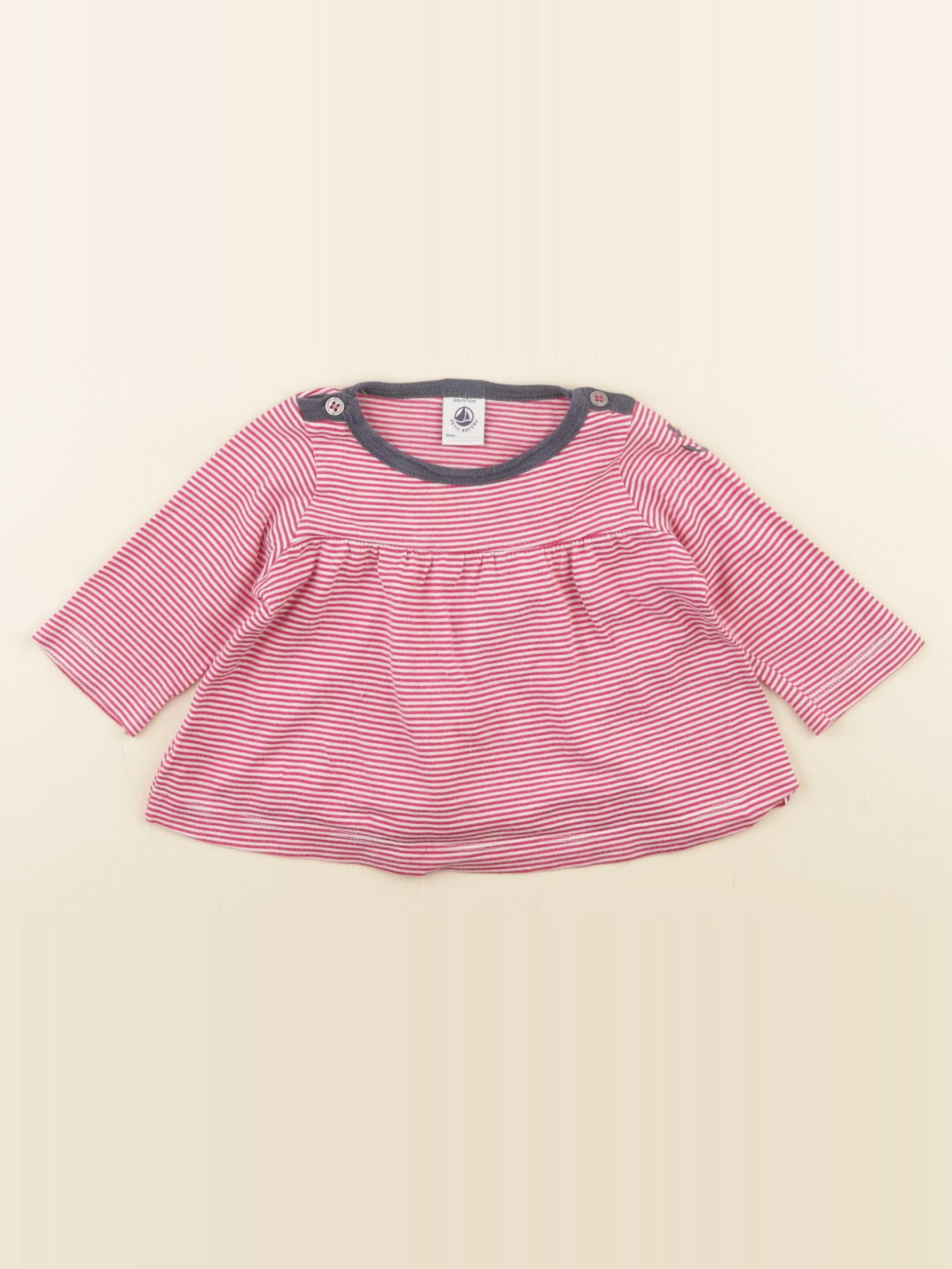 Petit Bateau - tee-shirt rose - 6 mois