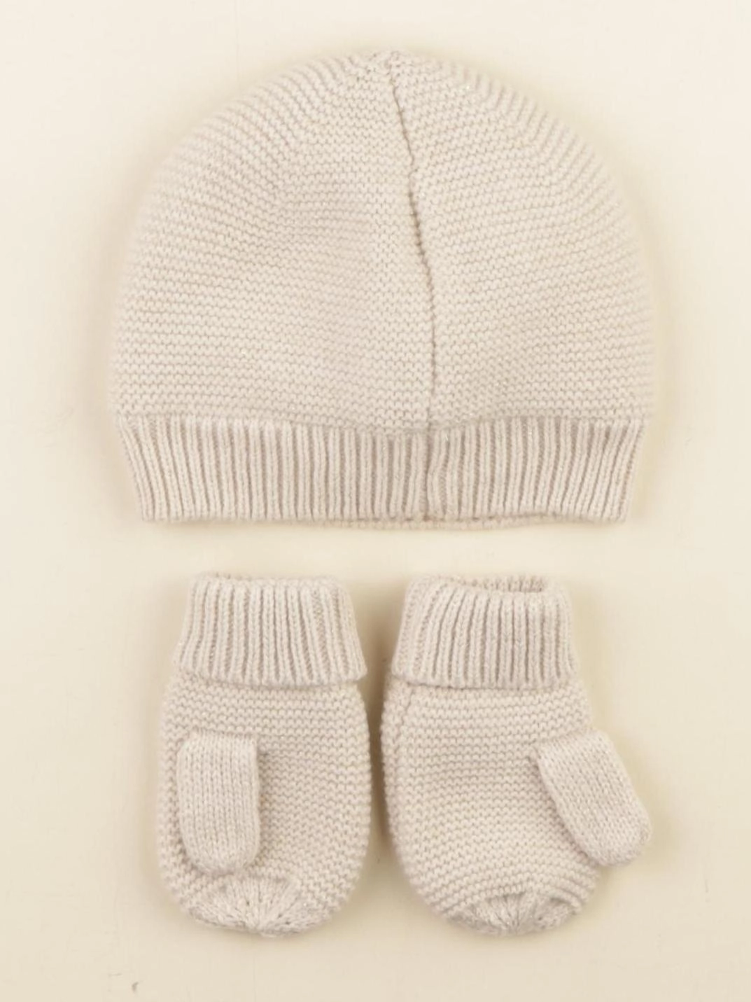 Vertbaudet - ensemble bonnet/moufles beige, or - 24/36 mois