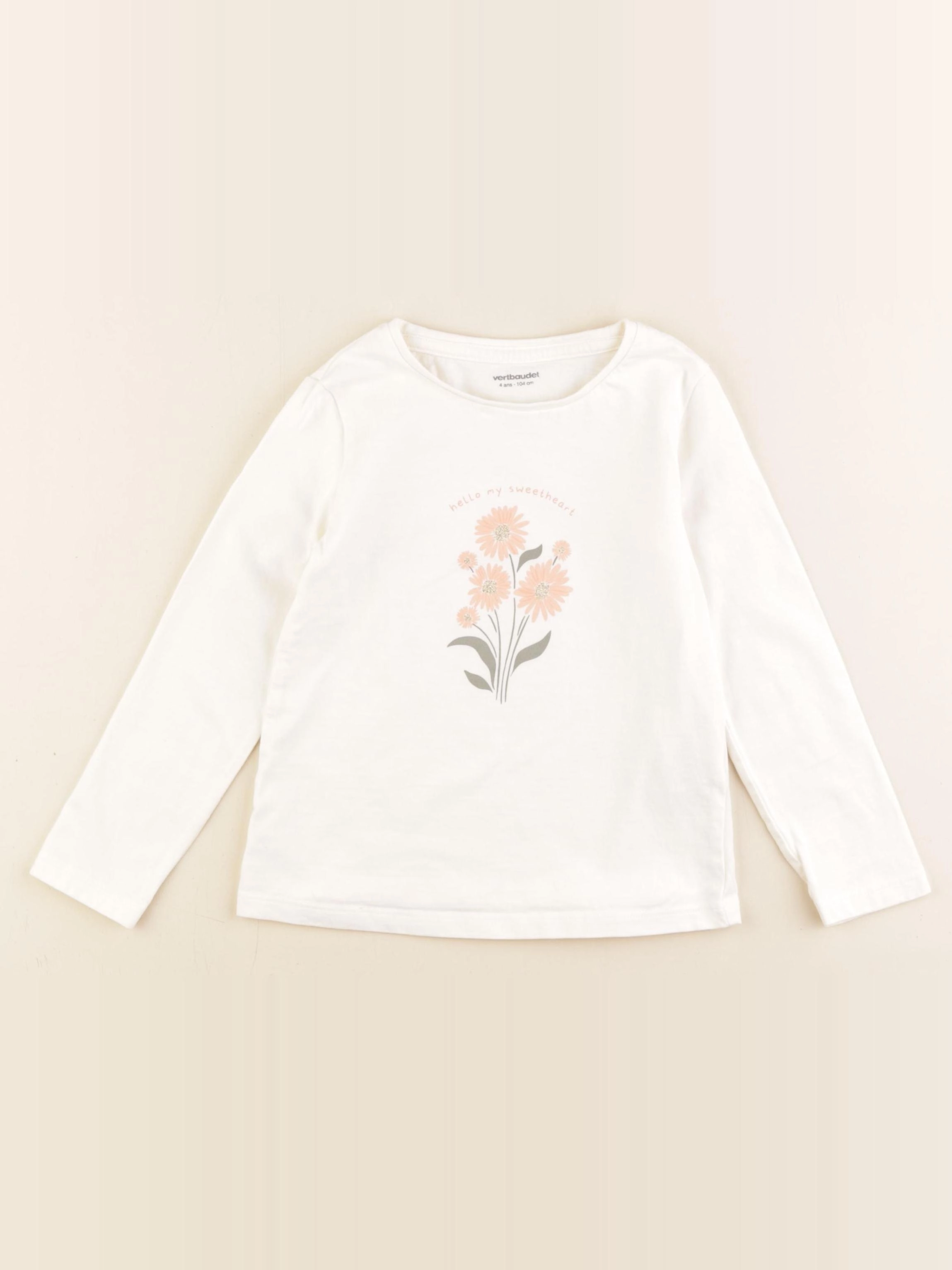 Vertbaudet - tee-shirt blanc - 4 ans