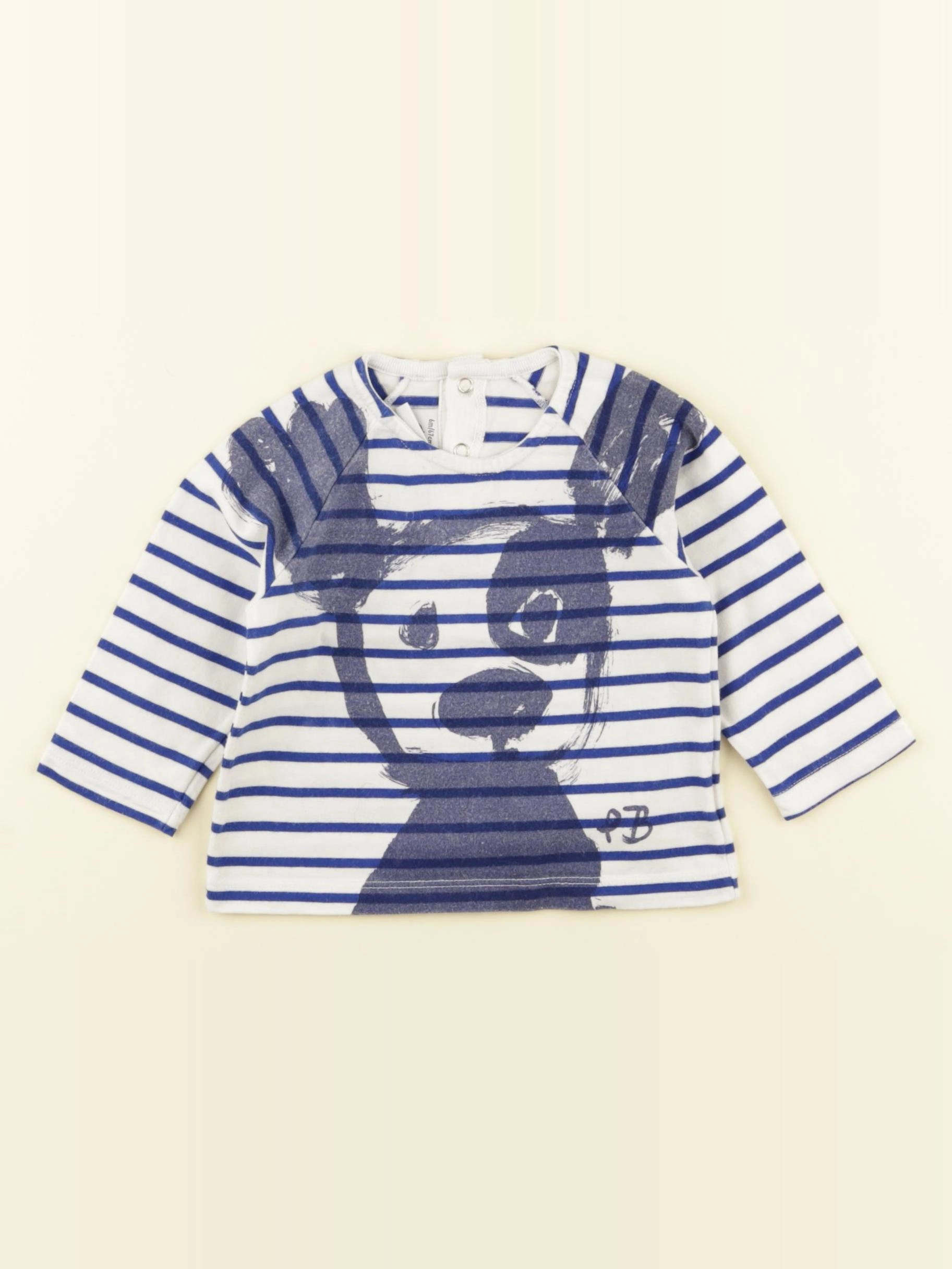 Petit Bateau - tee-shirt bleu - 6 mois