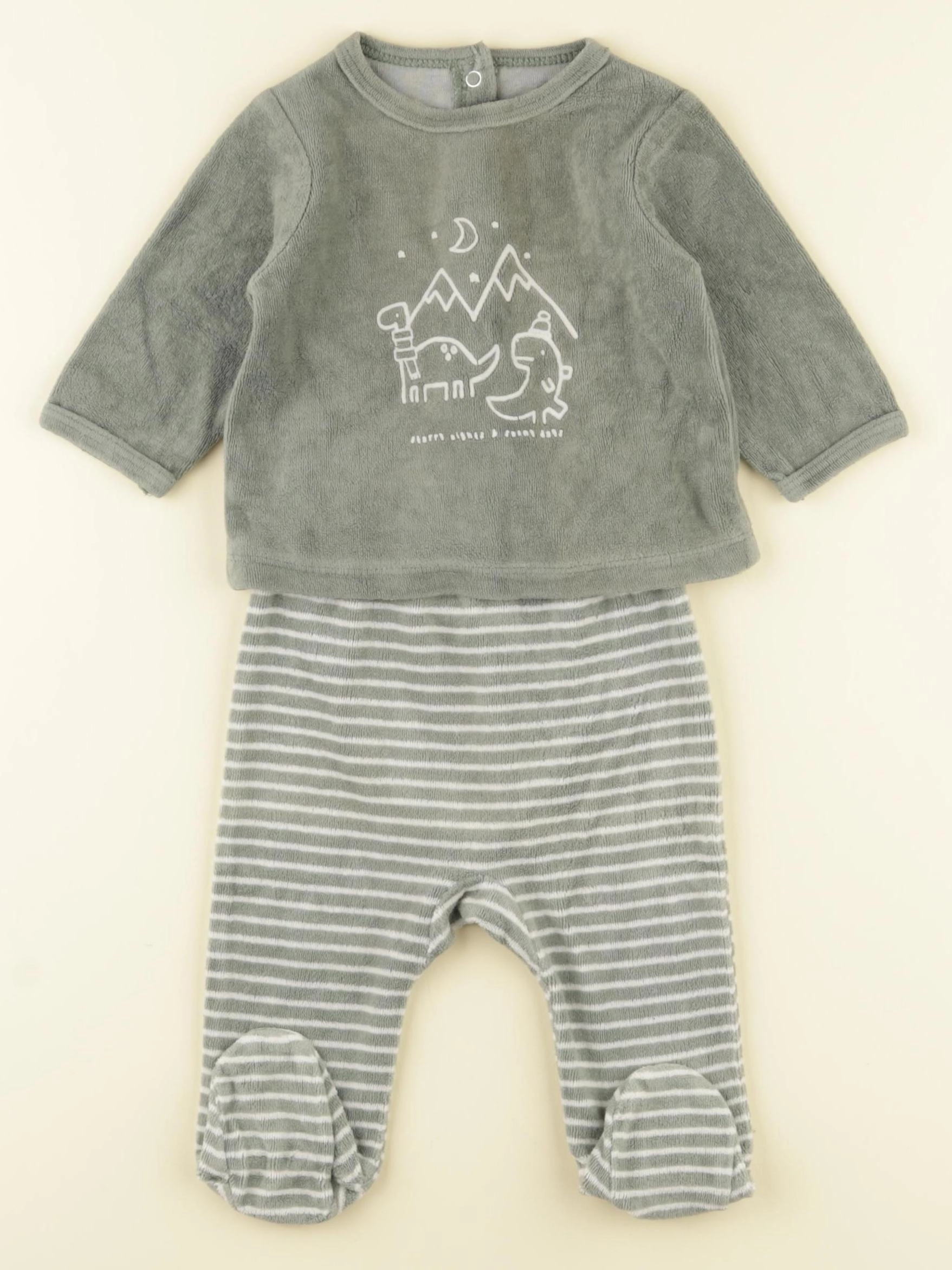 Vertbaudet - pyjama velours vert - 3 mois