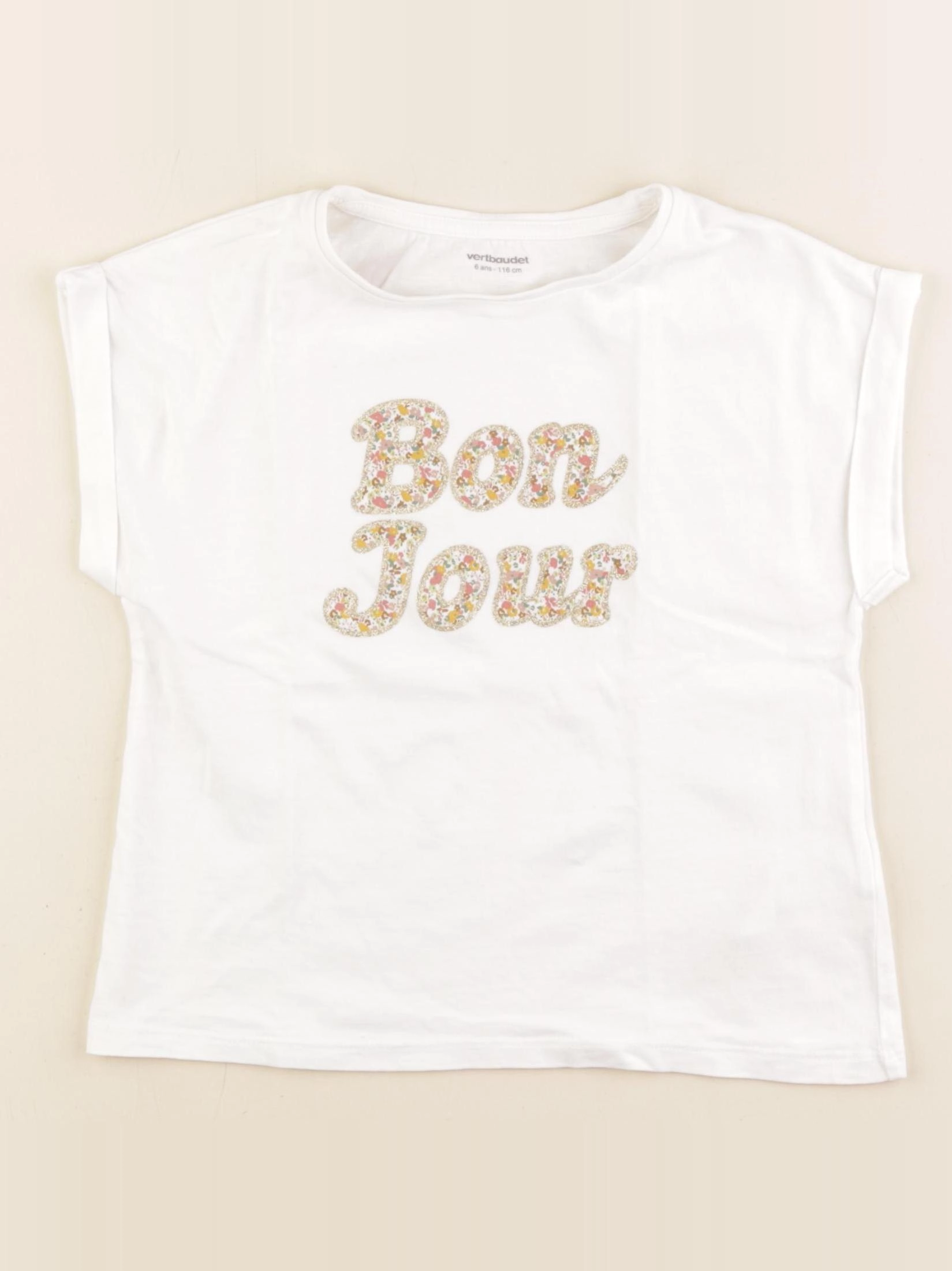 Vertbaudet - tee-shirt blanc - 6 ans