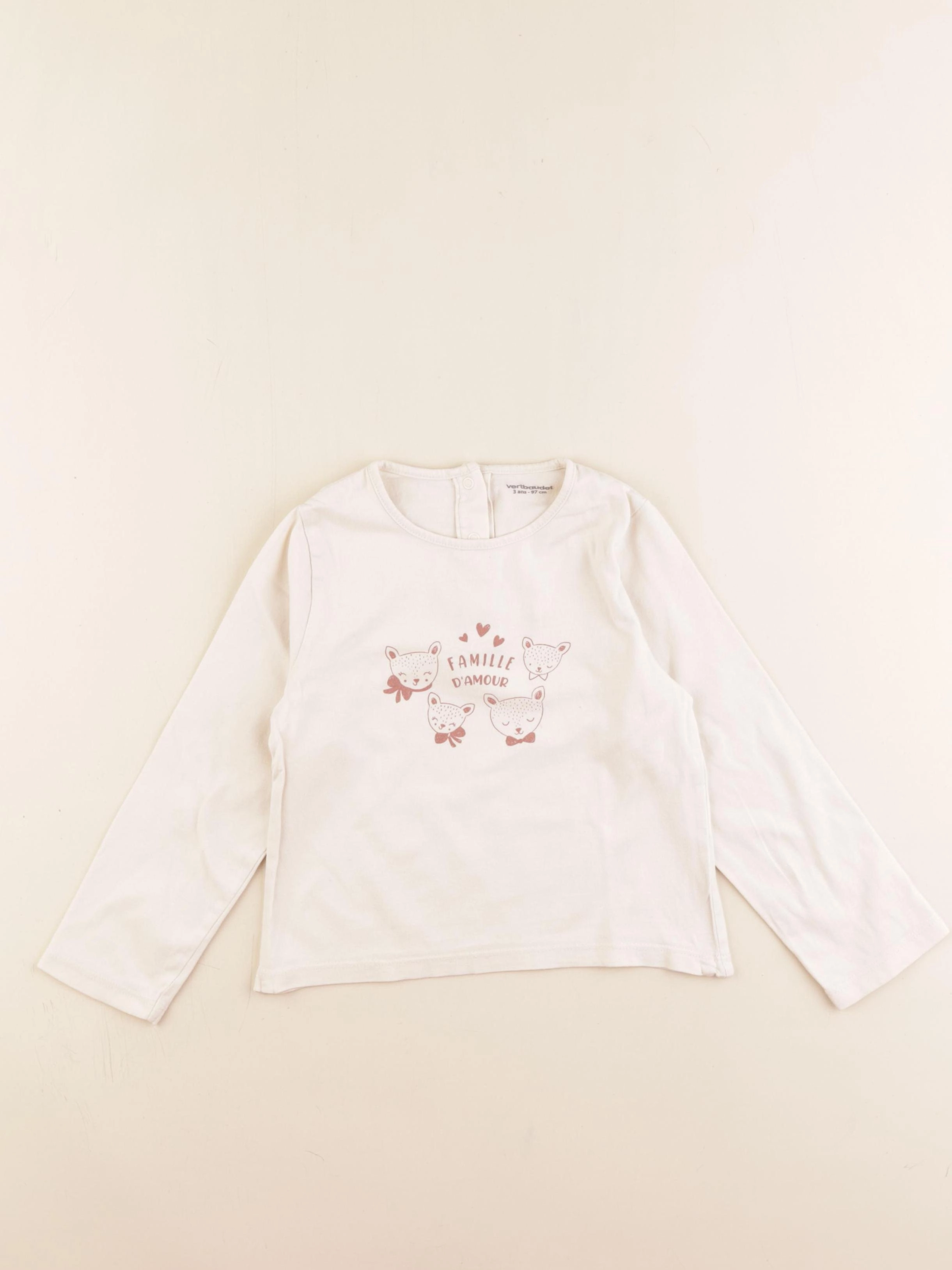 Vertbaudet - tee-shirt beige - 3 ans