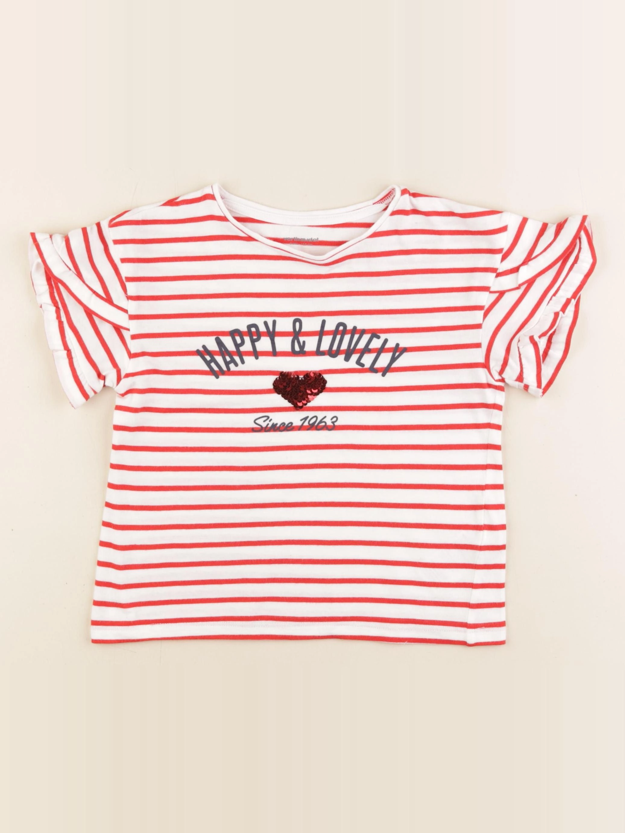 Vertbaudet - tee-shirt blanc, rouge - 6 ans
