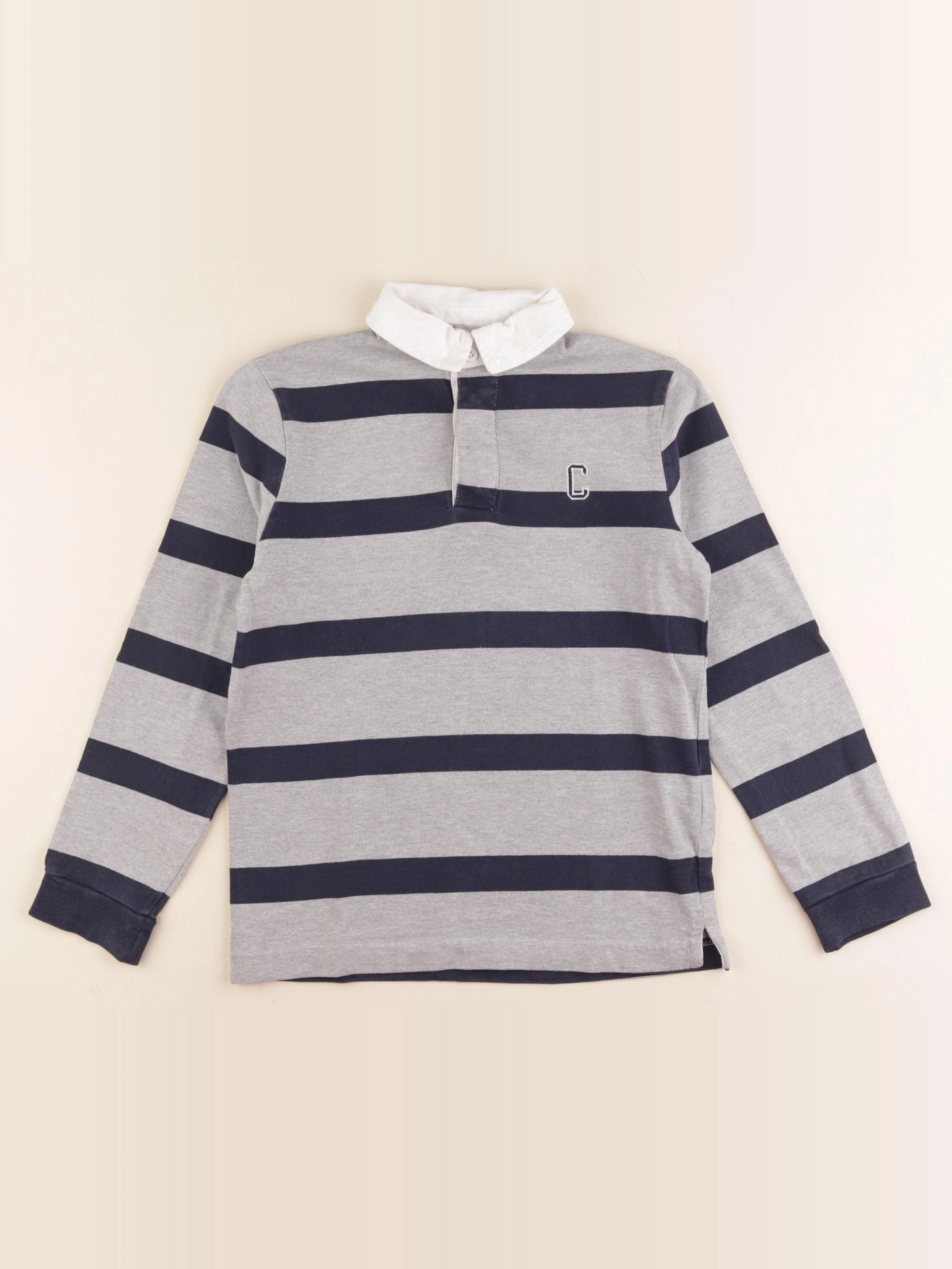 Cyrillus - polo gris, bleu - 10 ans