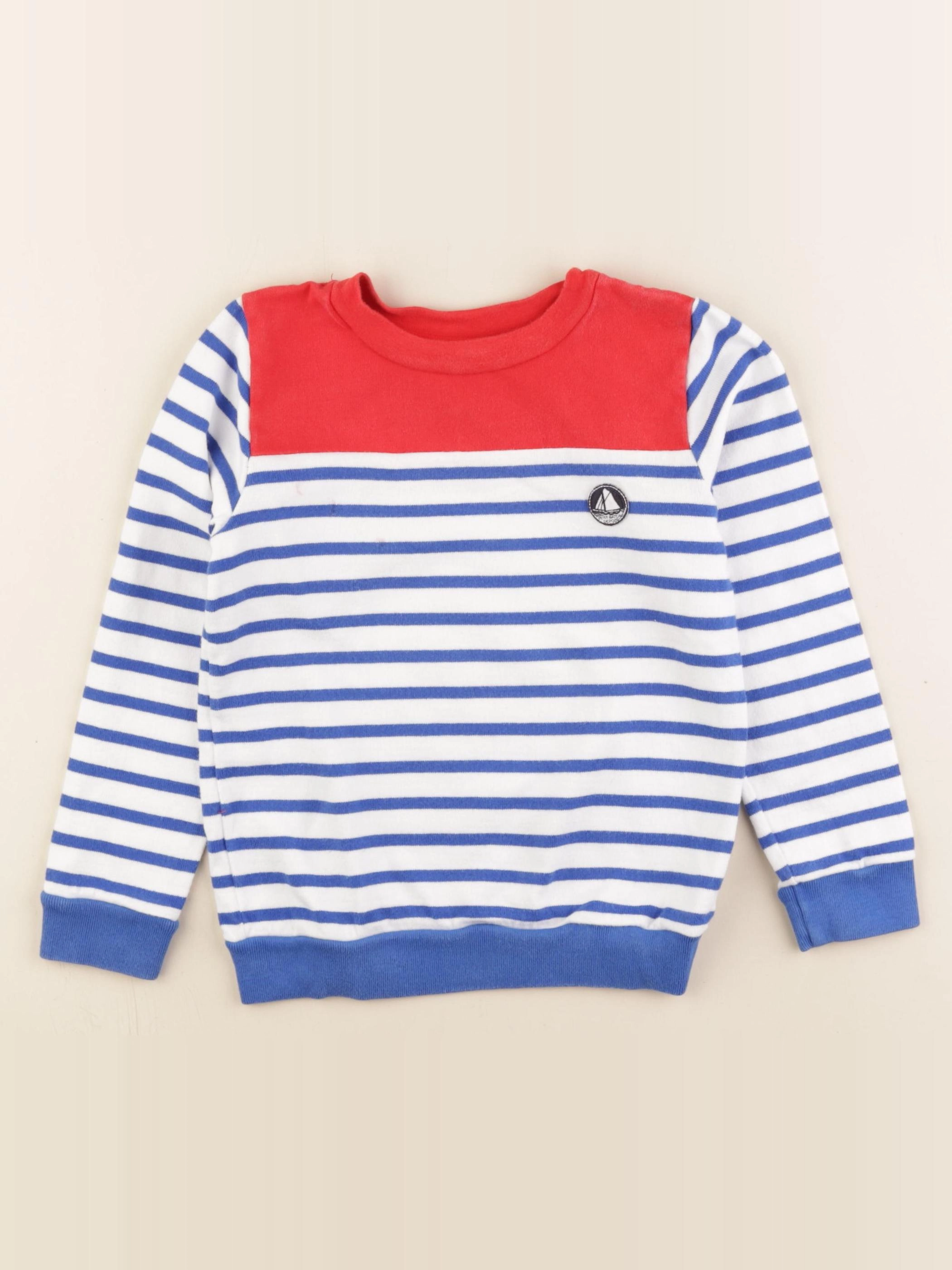 Petit Bateau - sweat bleu, blanc - 6 ans