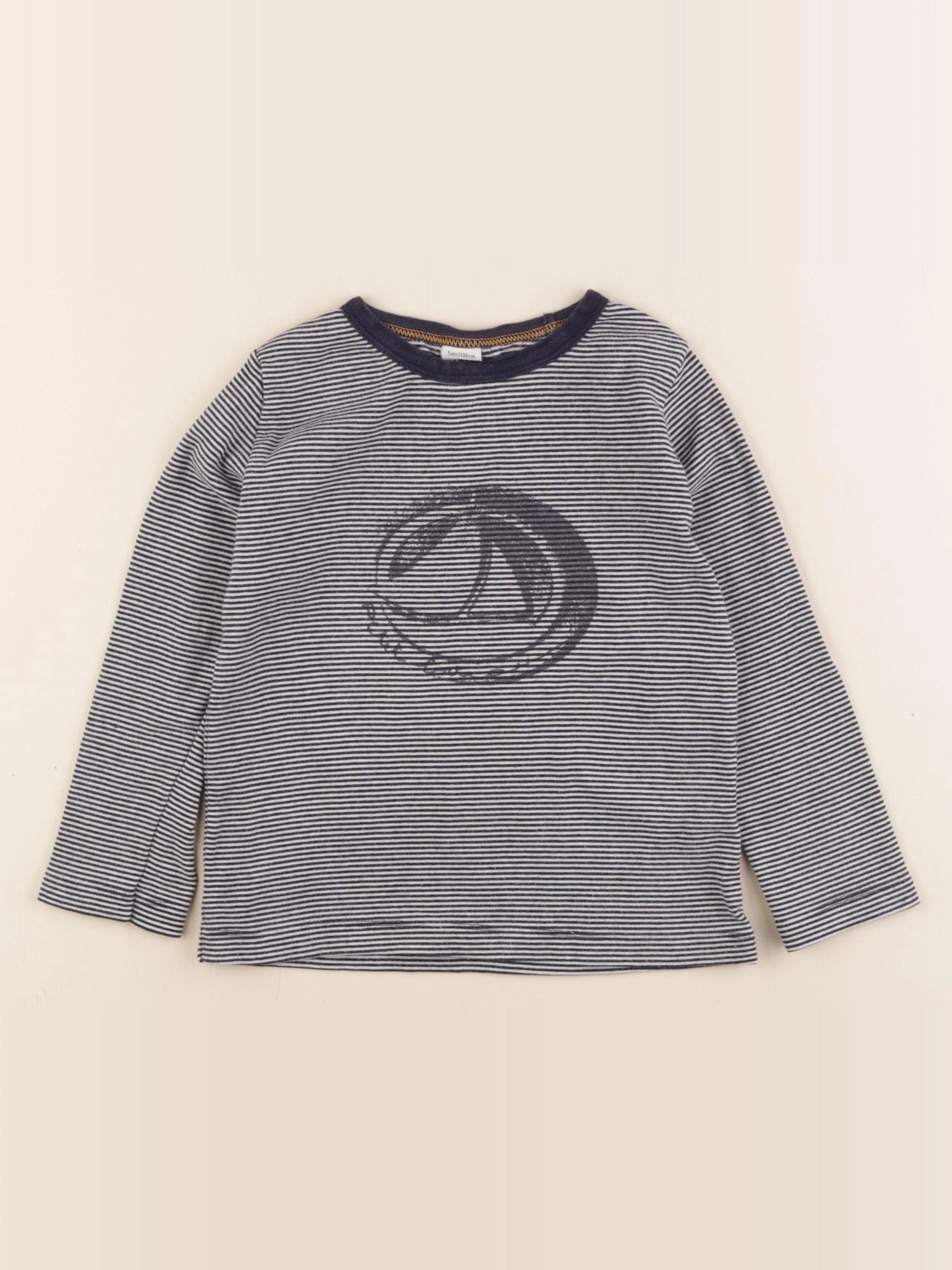 Petit Bateau - tee-shirt bleu - 5 ans