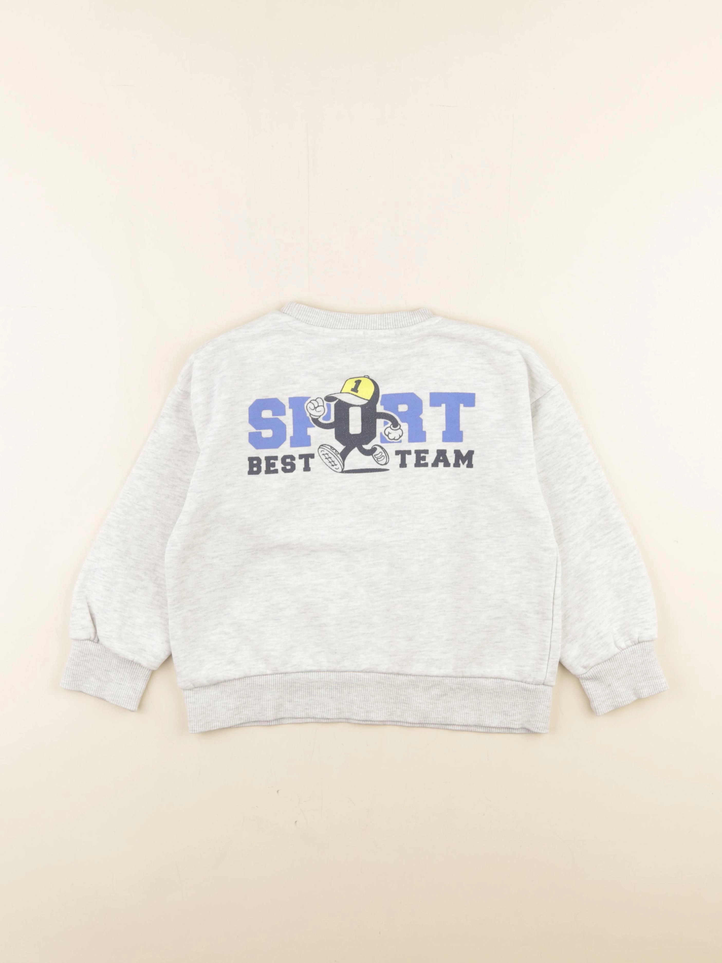 Vertbaudet - sweat imprimé au dos gris - 6 ans