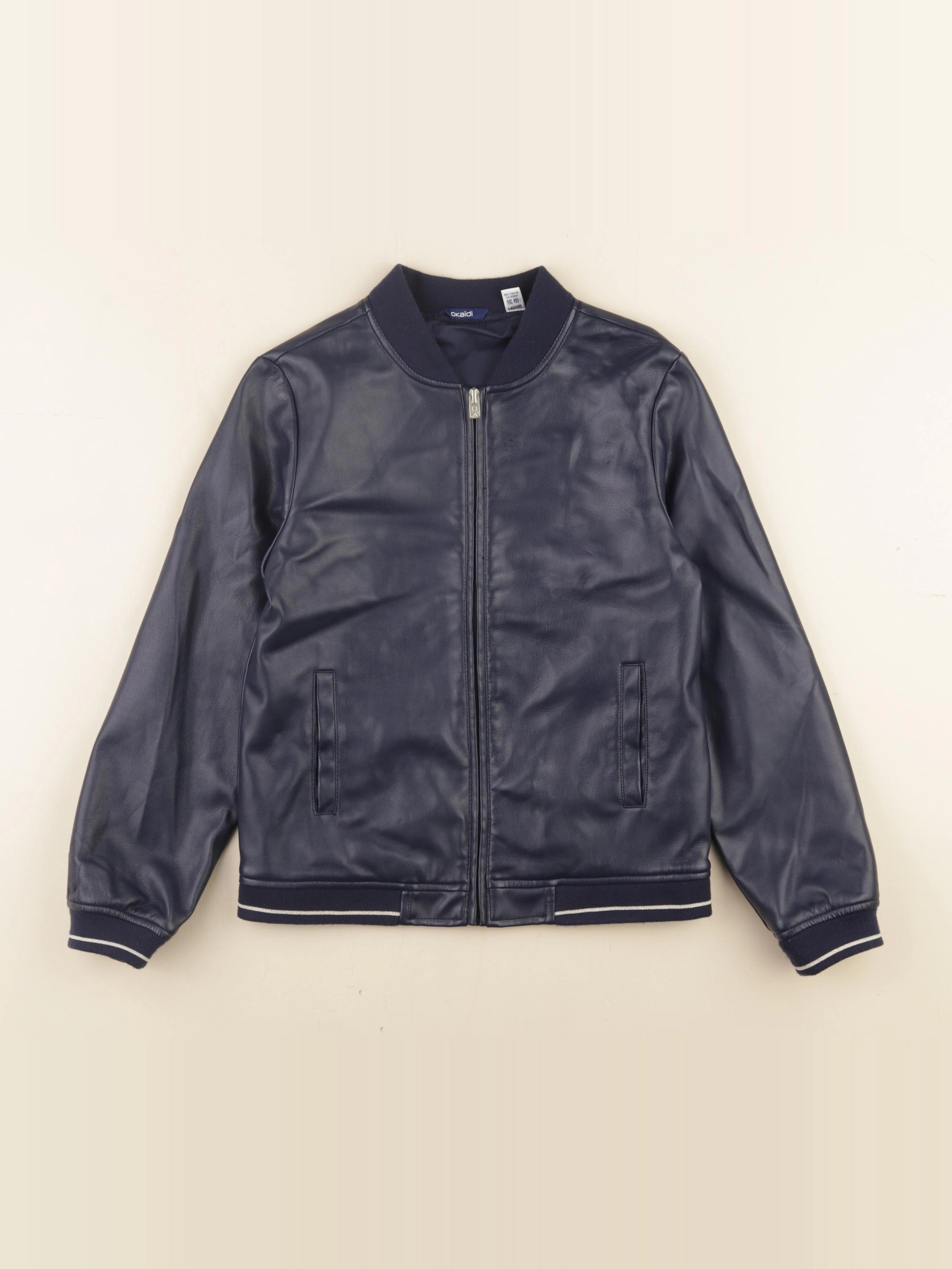 Okaidi - veste simili cuir bleu - 10 ans