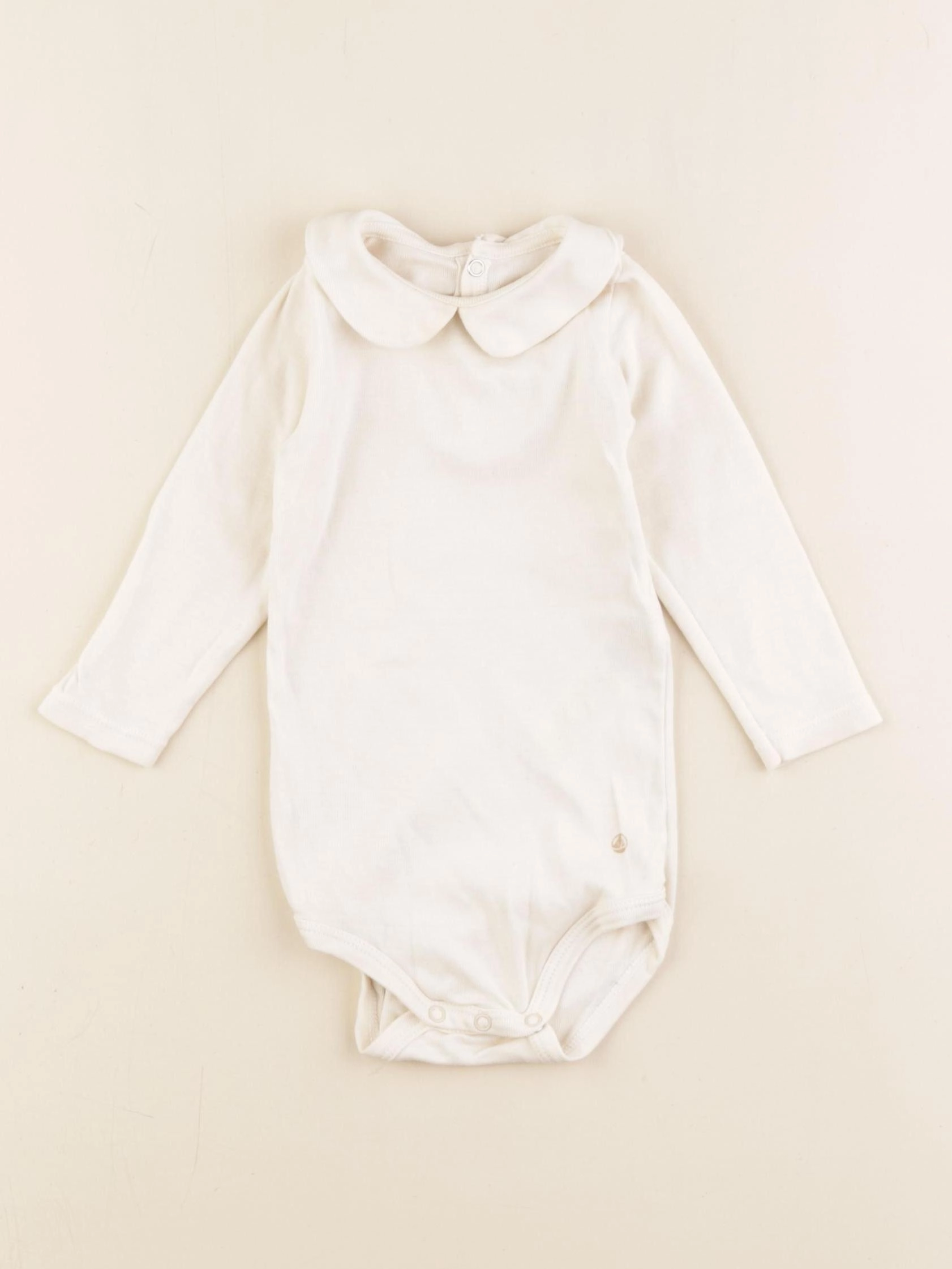 Petit Bateau - body à col beige - 12 mois