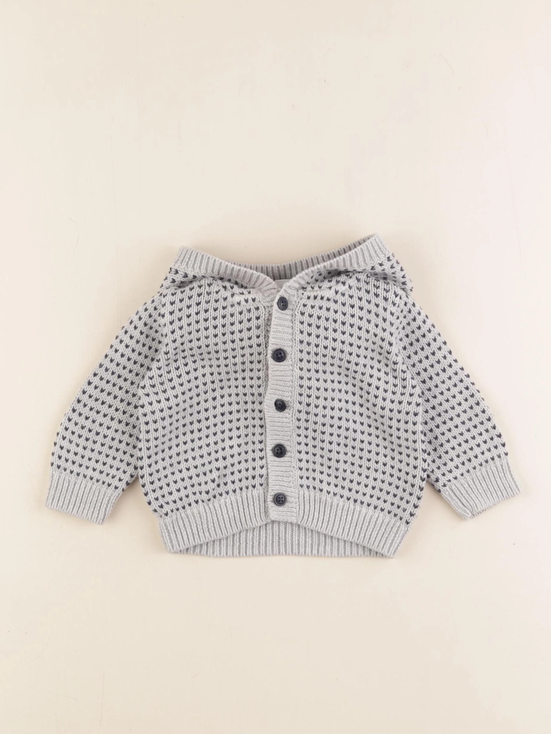 Petit Bateau - gilet bleu, gris - 3 mois