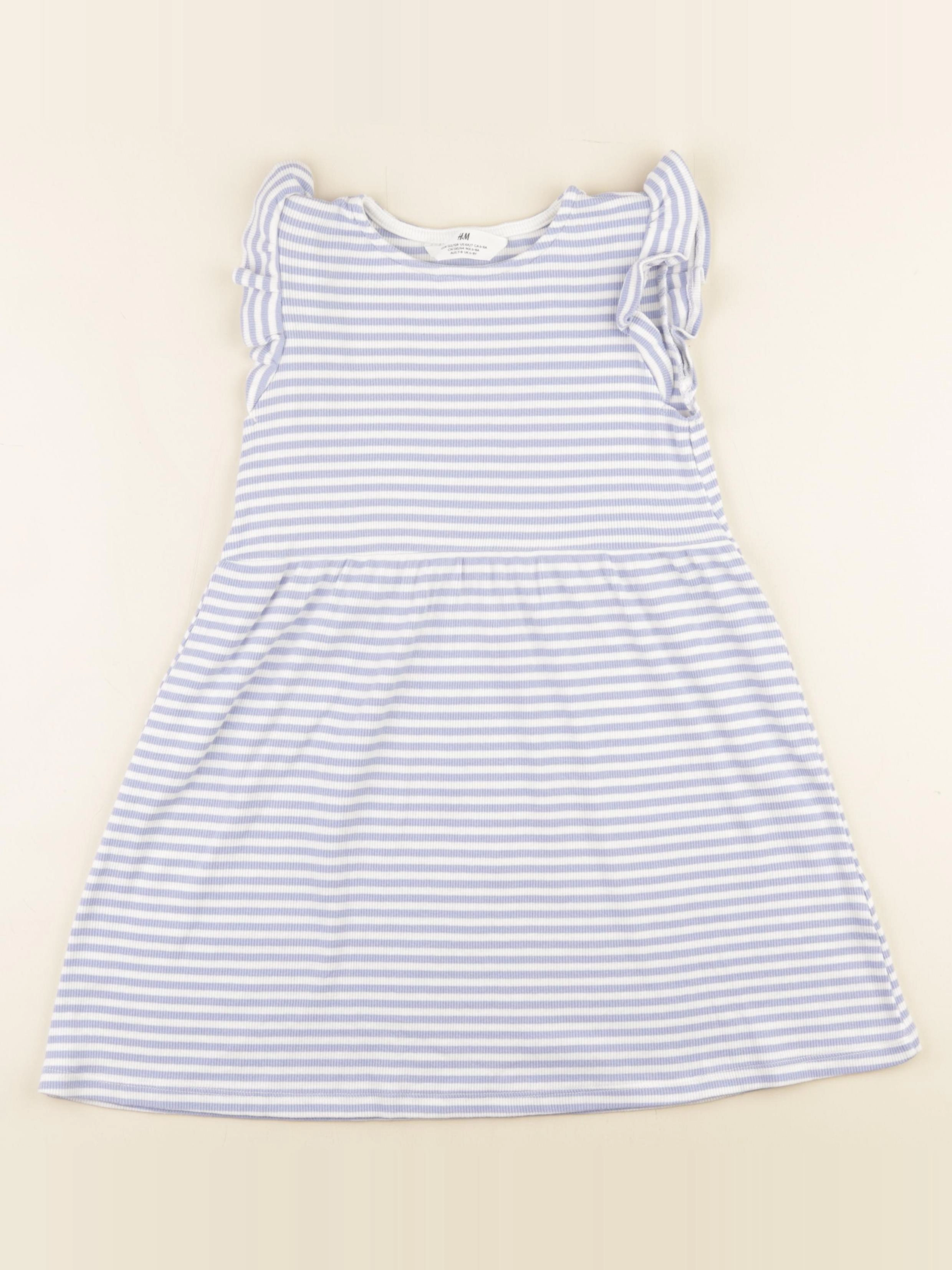 H&M - robe blanc, bleu - 6/8 ans