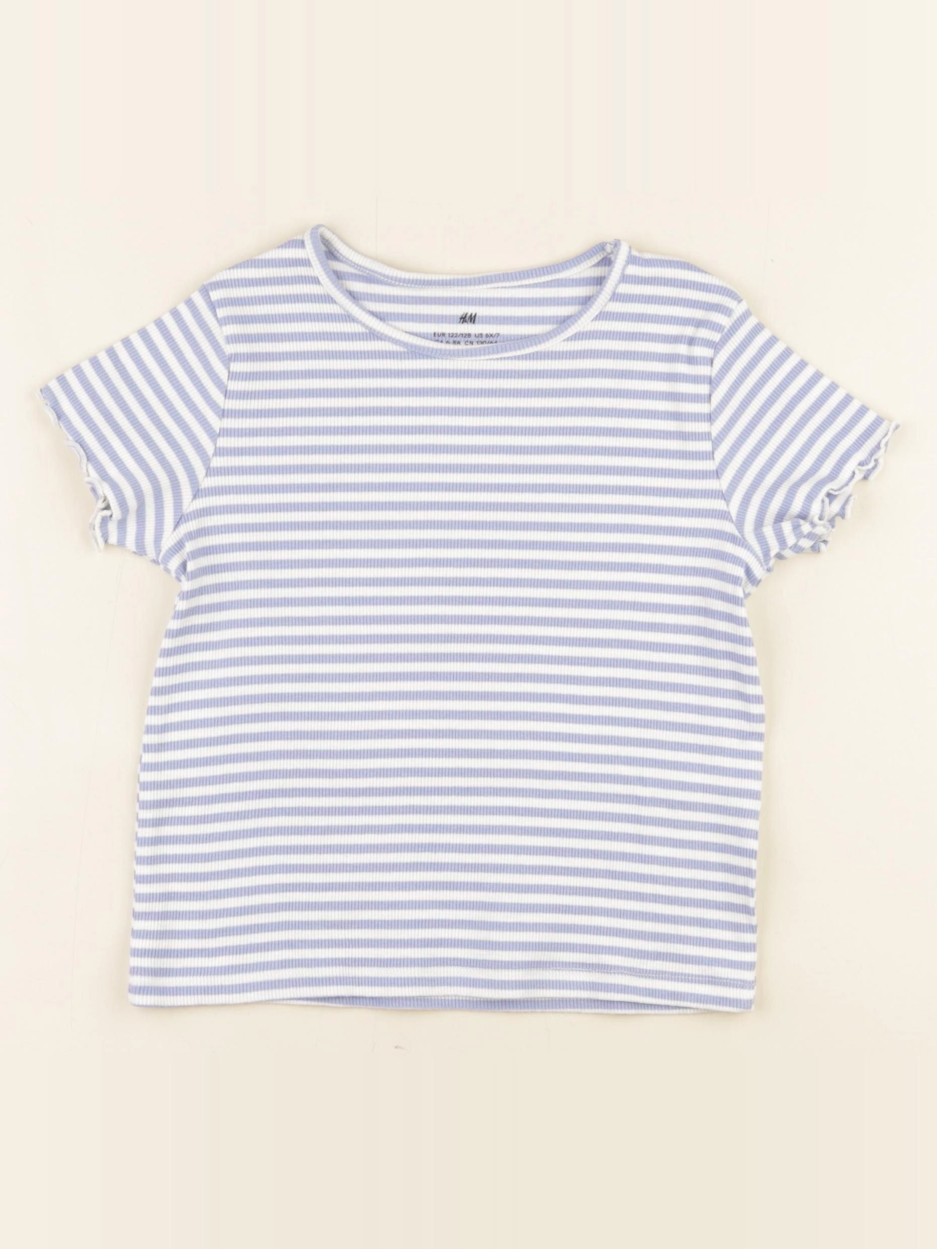 H&M - tee-shirt blanc, bleu - 6/8 ans