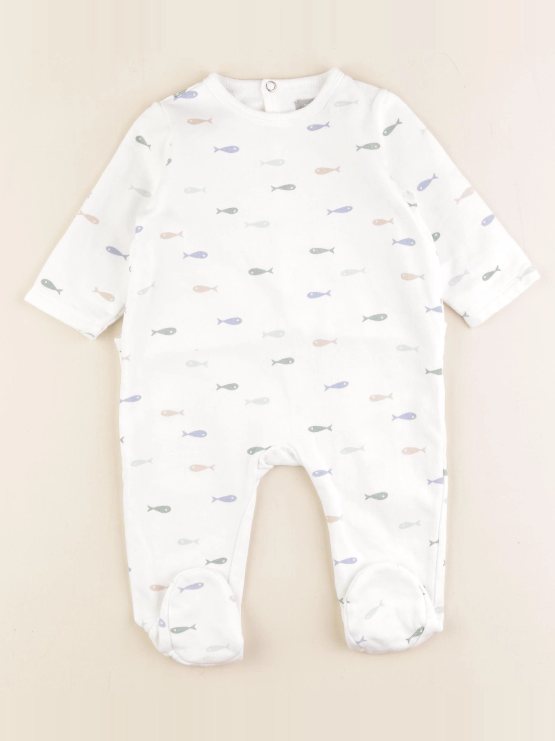 Boutchou - pyjama coton blanc - 6 mois