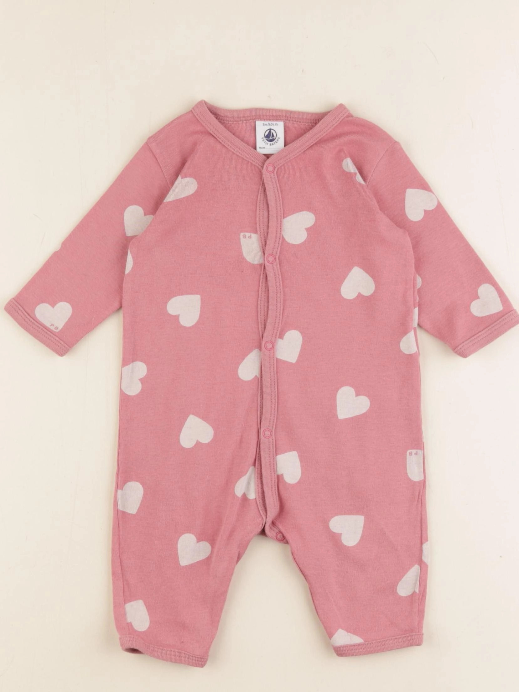 Petit Bateau - pyjama coton rose - 3 mois