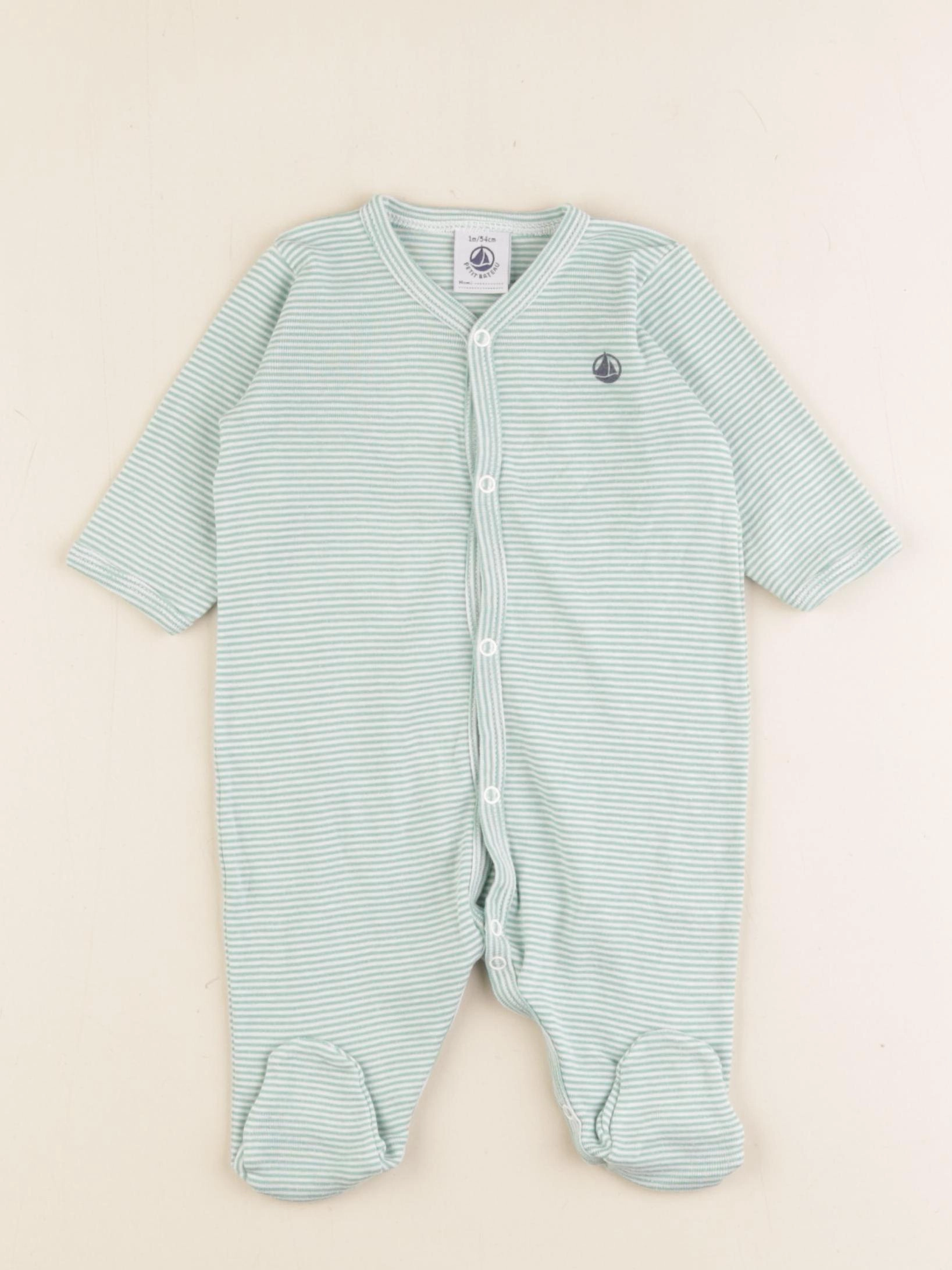Petit Bateau - pyjama coton vert - 1 mois