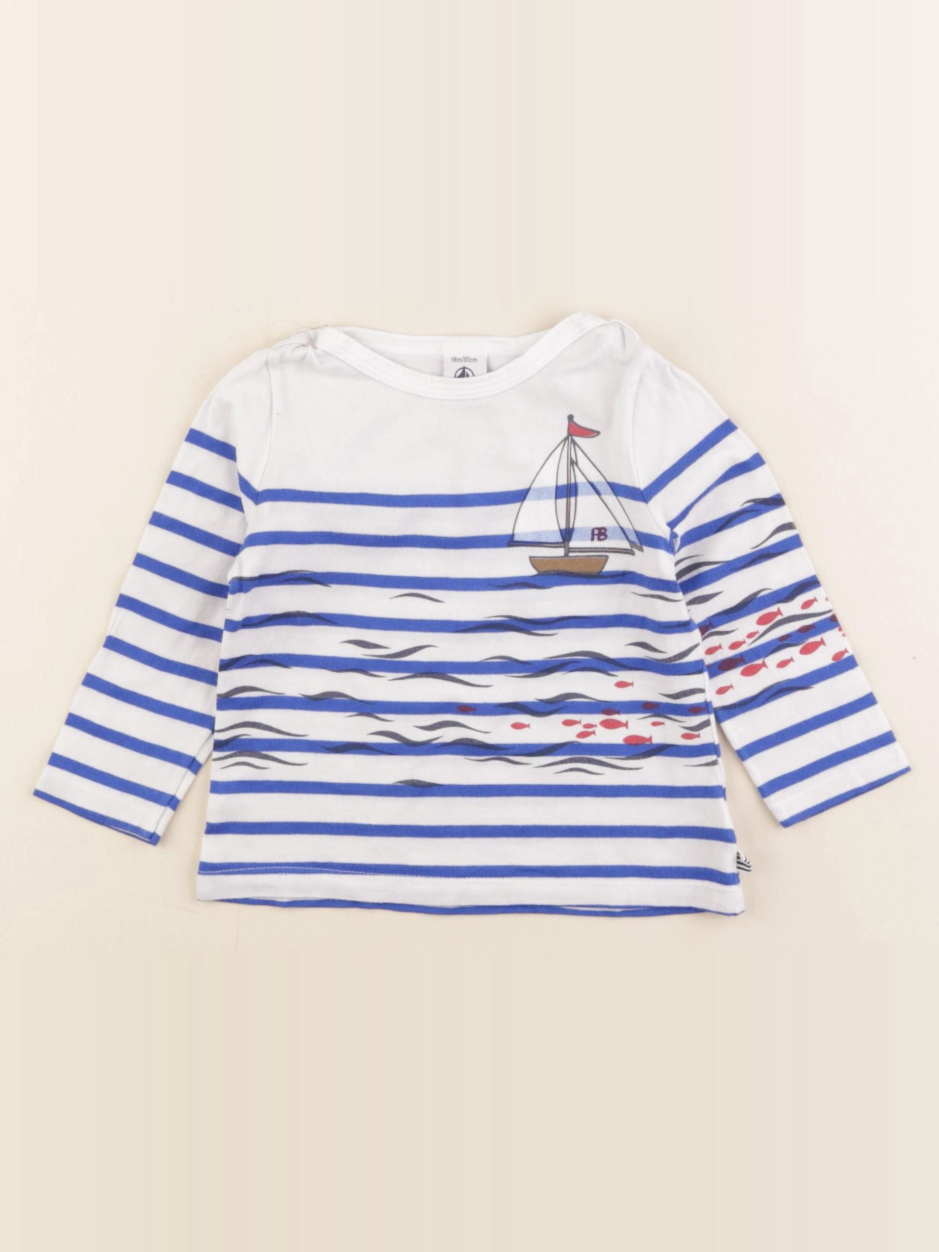 Petit Bateau - tee-shirt bleu - 18 mois