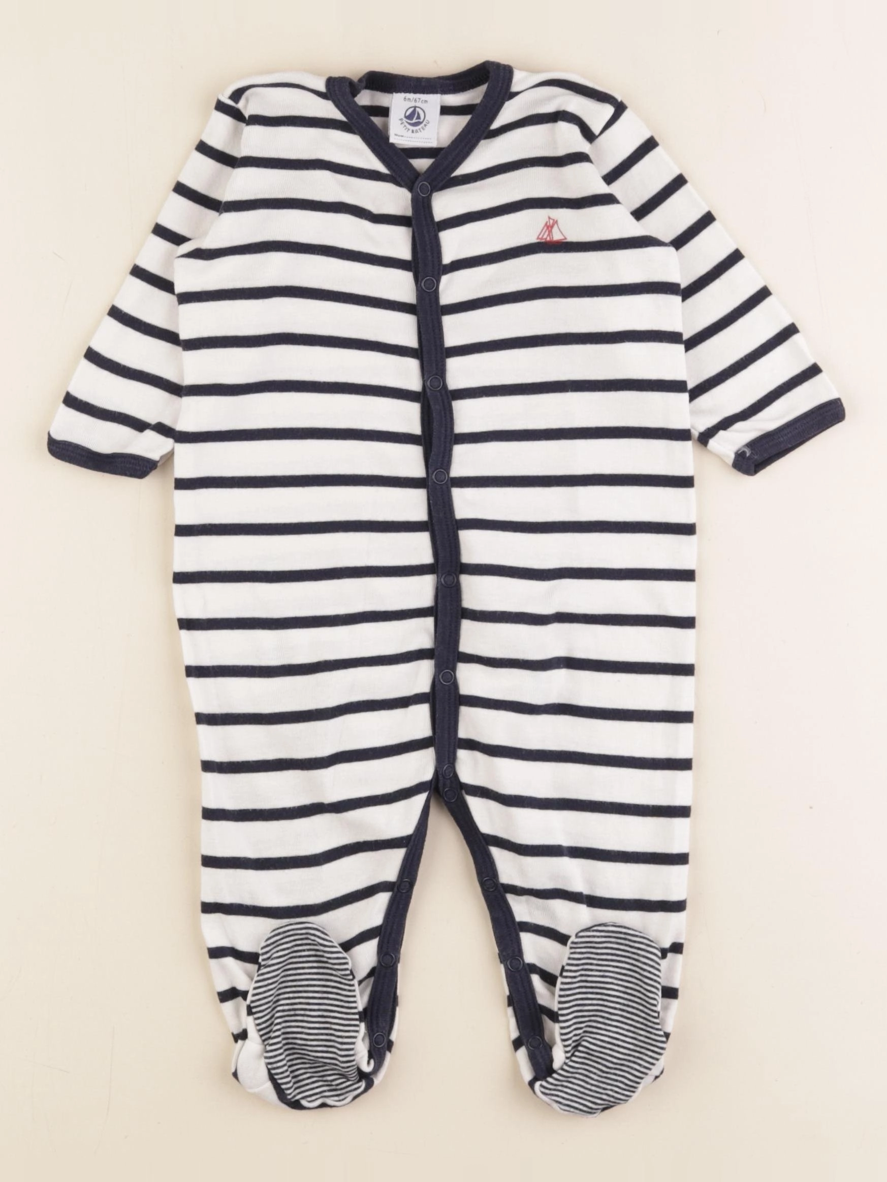 Petit Bateau - pyjama coton blanc - 6 mois